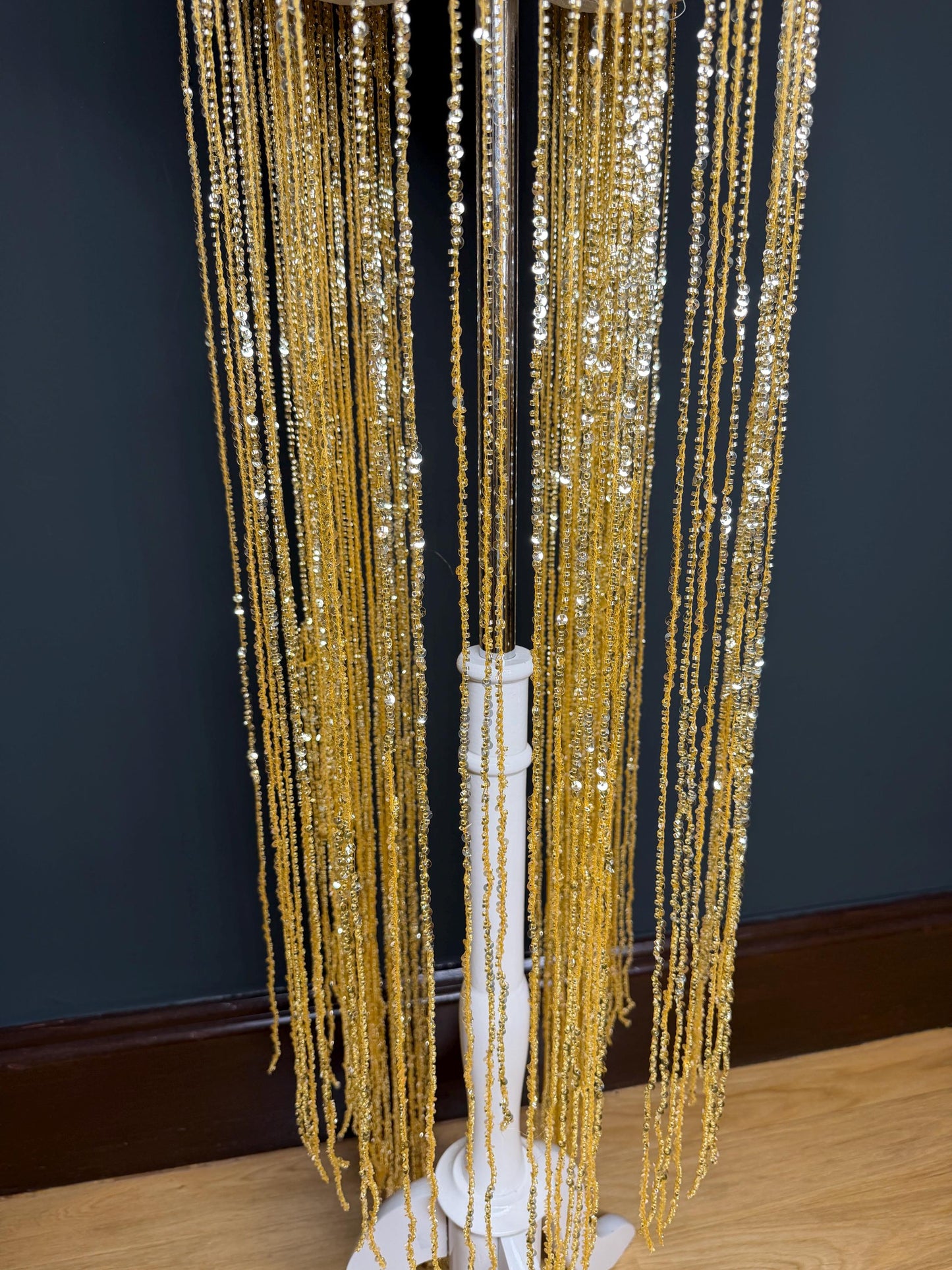 Gold Beaded Fringe, 3 sizes, 4 colours, 52”, 12”, 6”, Black, White, Champagne