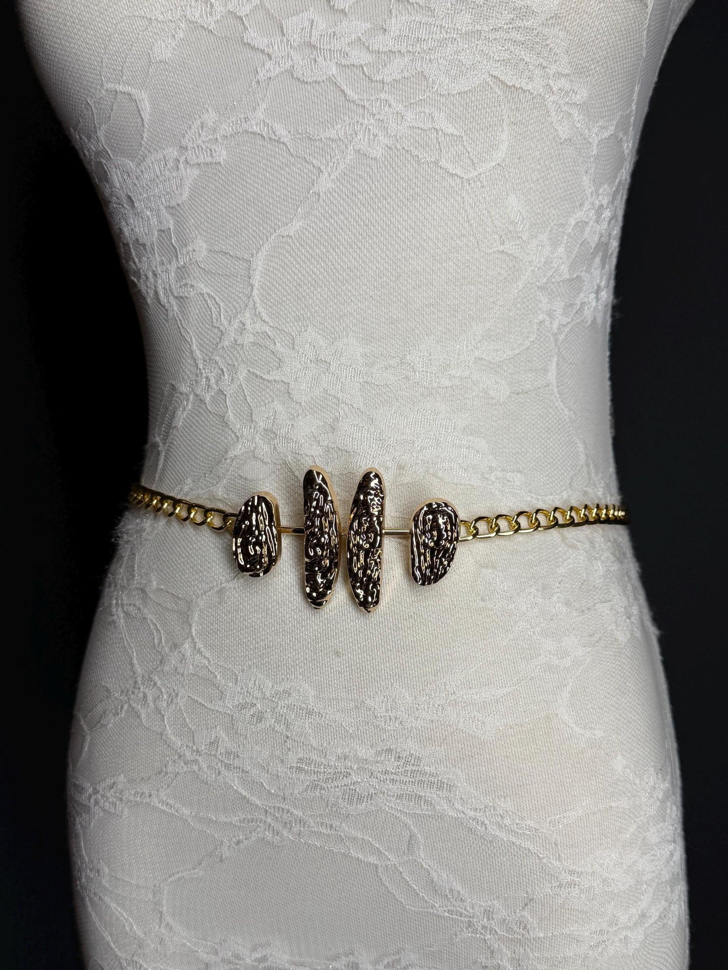 Gold Chain Belt with Statement Buckle – Handmade to Measure 18–60 Inch Waist