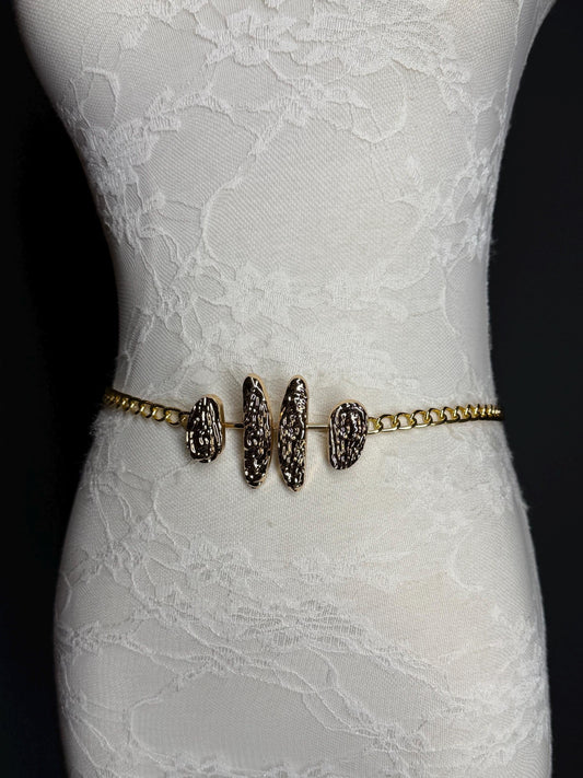 Gold Chain Belt with Statement Buckle – Handmade to Measure 18–60 Inch Waist