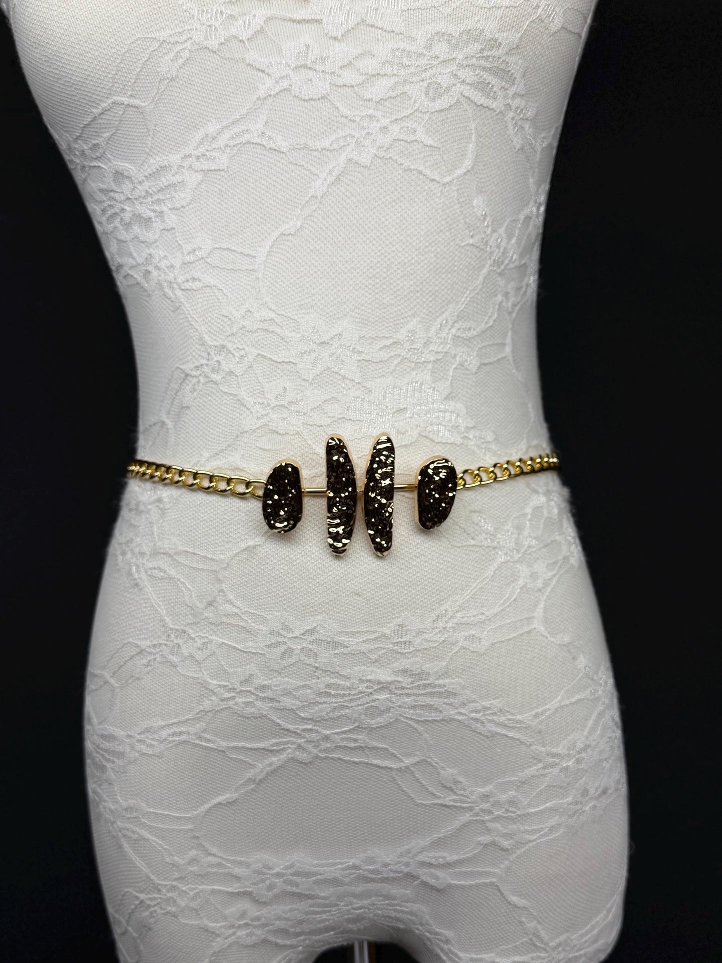 Gold Chain Belt with Statement Buckle – Handmade to Measure 18–60 Inch Waist
