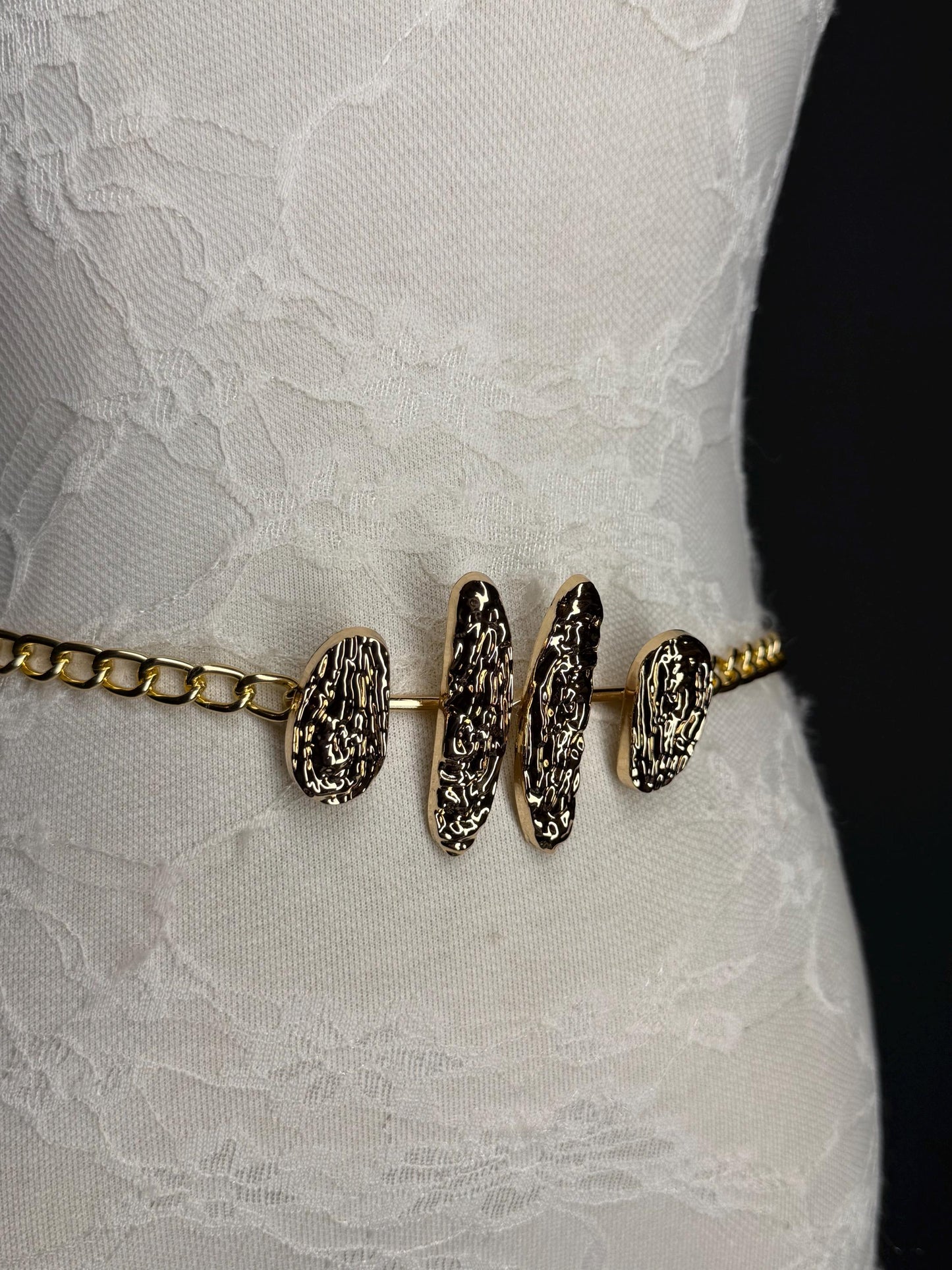 Gold Chain Belt with Statement Buckle – Handmade to Measure 18–60 Inch Waist