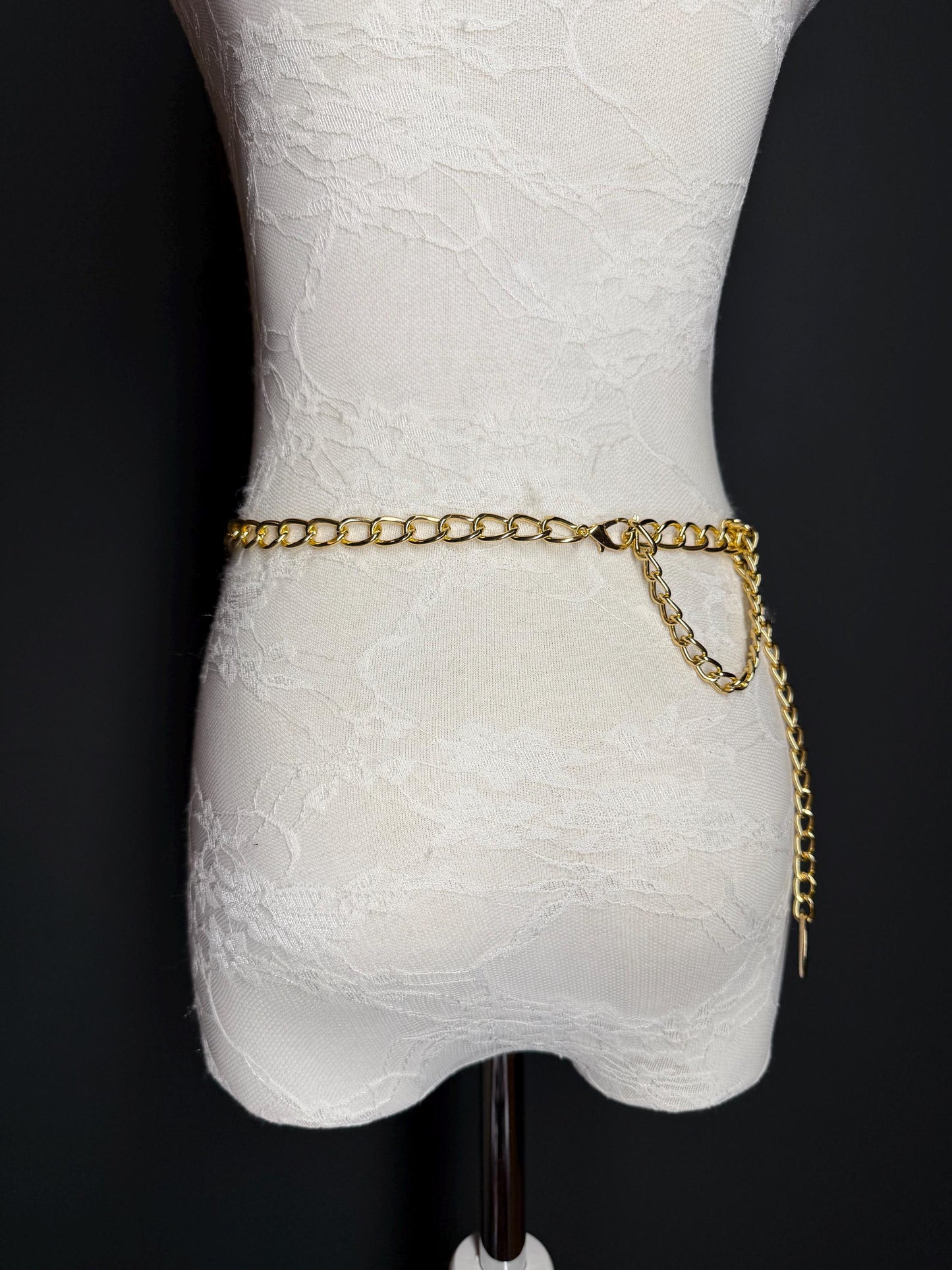 Gold Chain Belt with Statement Buckle – Handmade to Measure 18–60 Inch Waist
