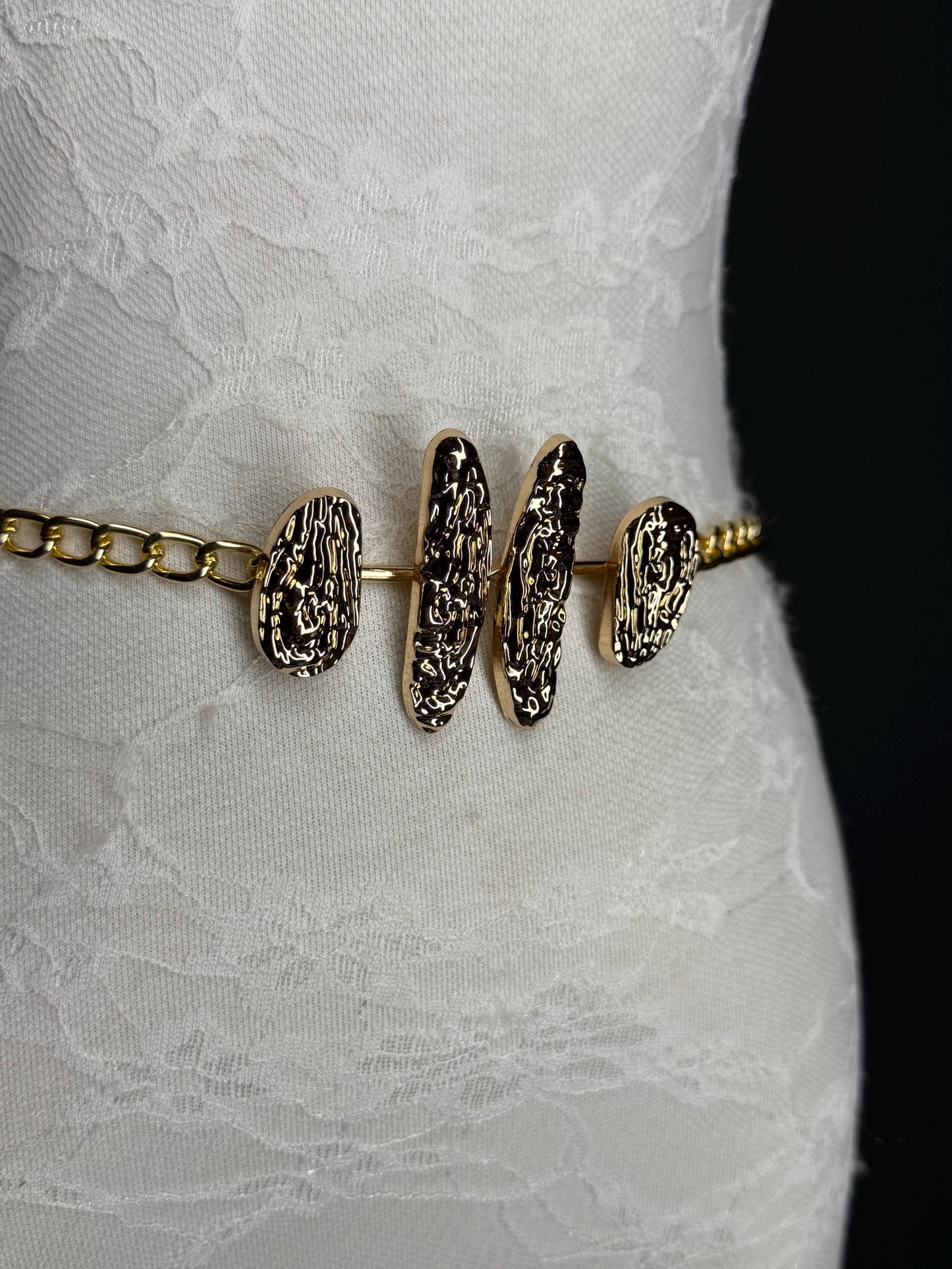 Gold Chain Belt with Statement Buckle – Handmade to Measure 18–60 Inch Waist