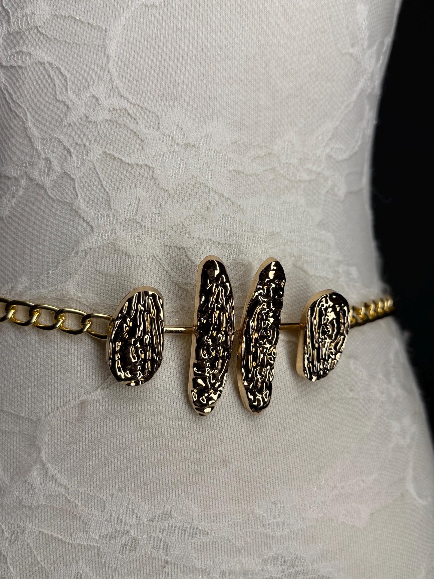 Gold Chain Belt with Statement Buckle – Handmade to Measure 18–60 Inch Waist
