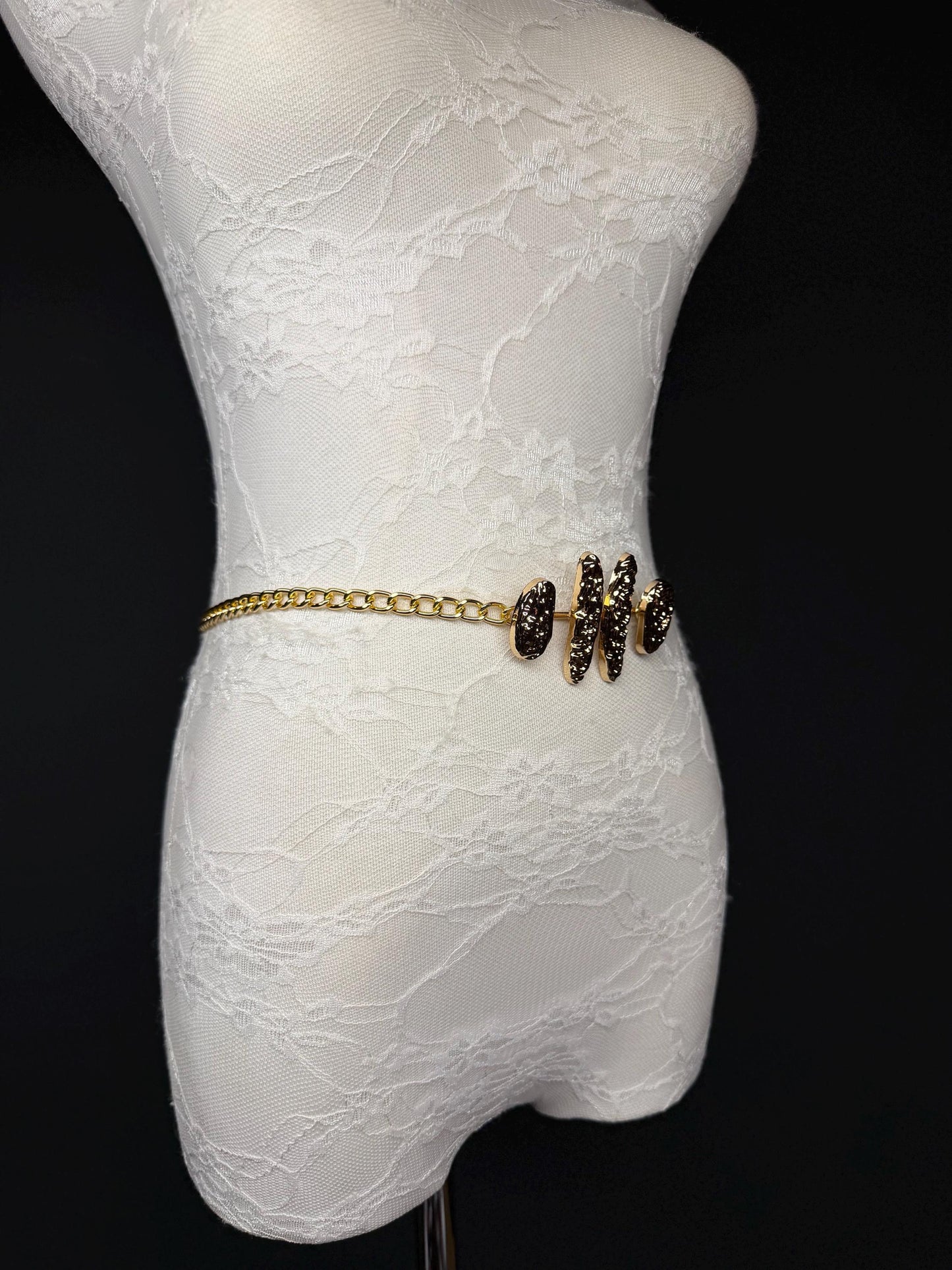 Gold Chain Belt with Statement Buckle – Handmade to Measure 18–60 Inch Waist