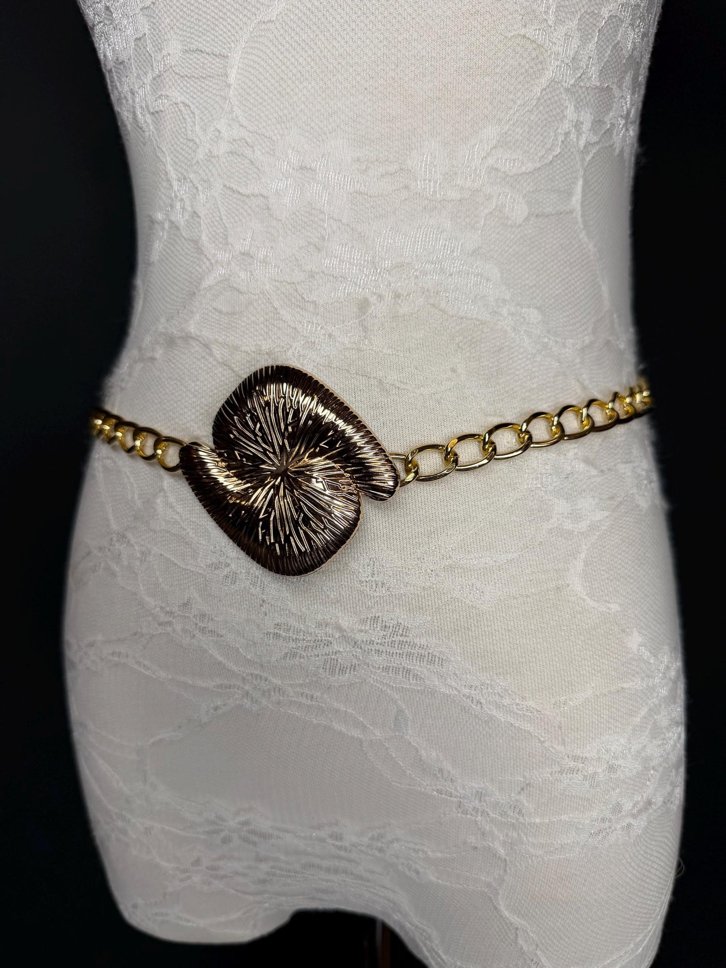 Gold Chain Belt with Statement Buckle – Handmade to Measure 18–60 Inch Waist