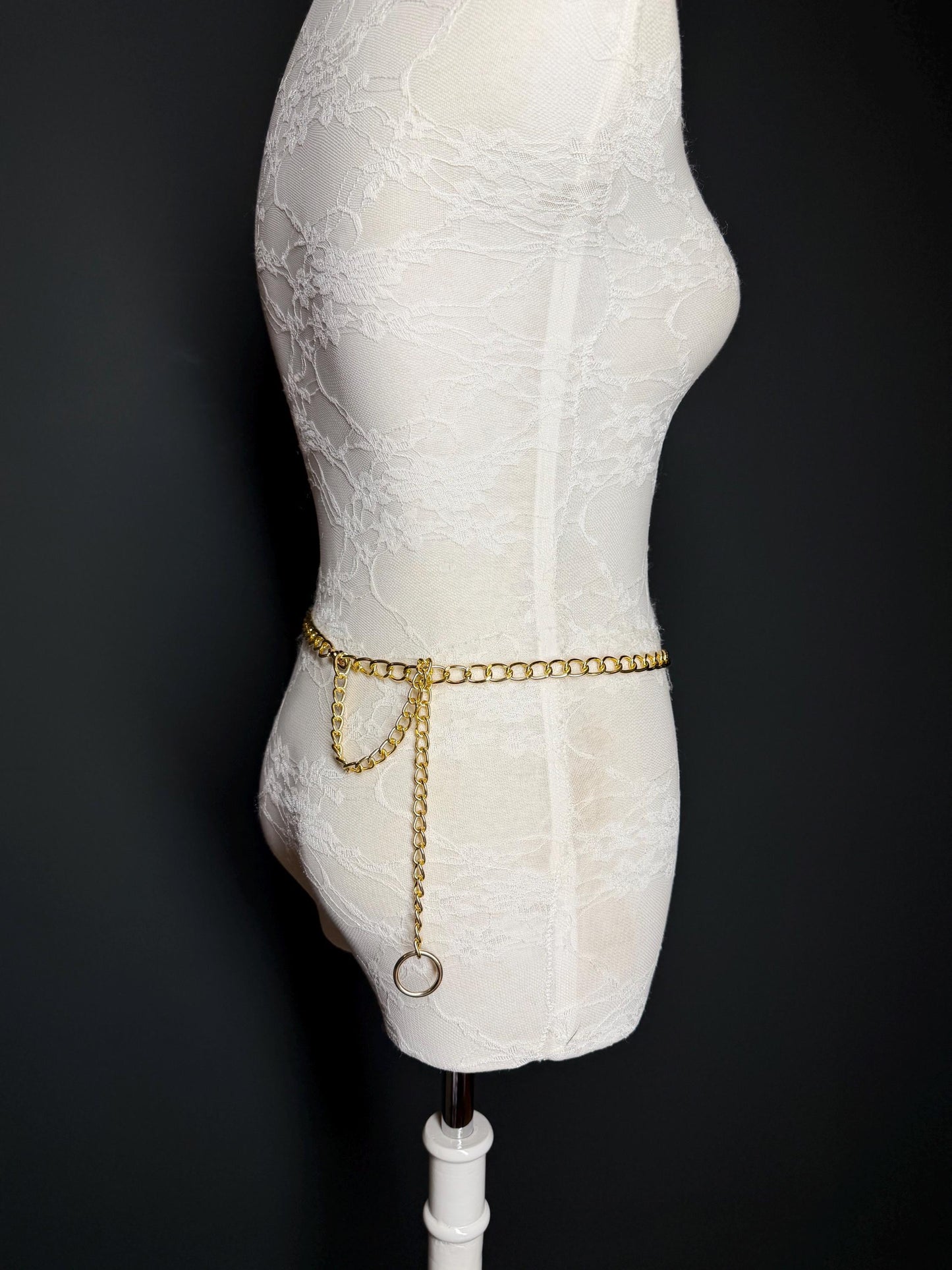 Gold Chain Belt with Statement Buckle – Handmade to Measure 18–60 Inch Waist