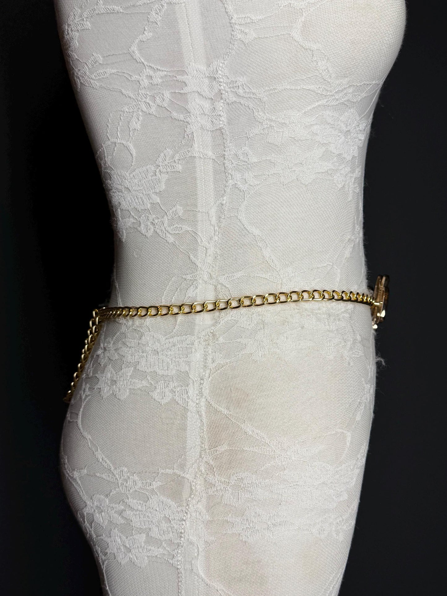 Gold Chain Belt with Statement Buckle – Handmade to Measure 18–60 Inch Waist