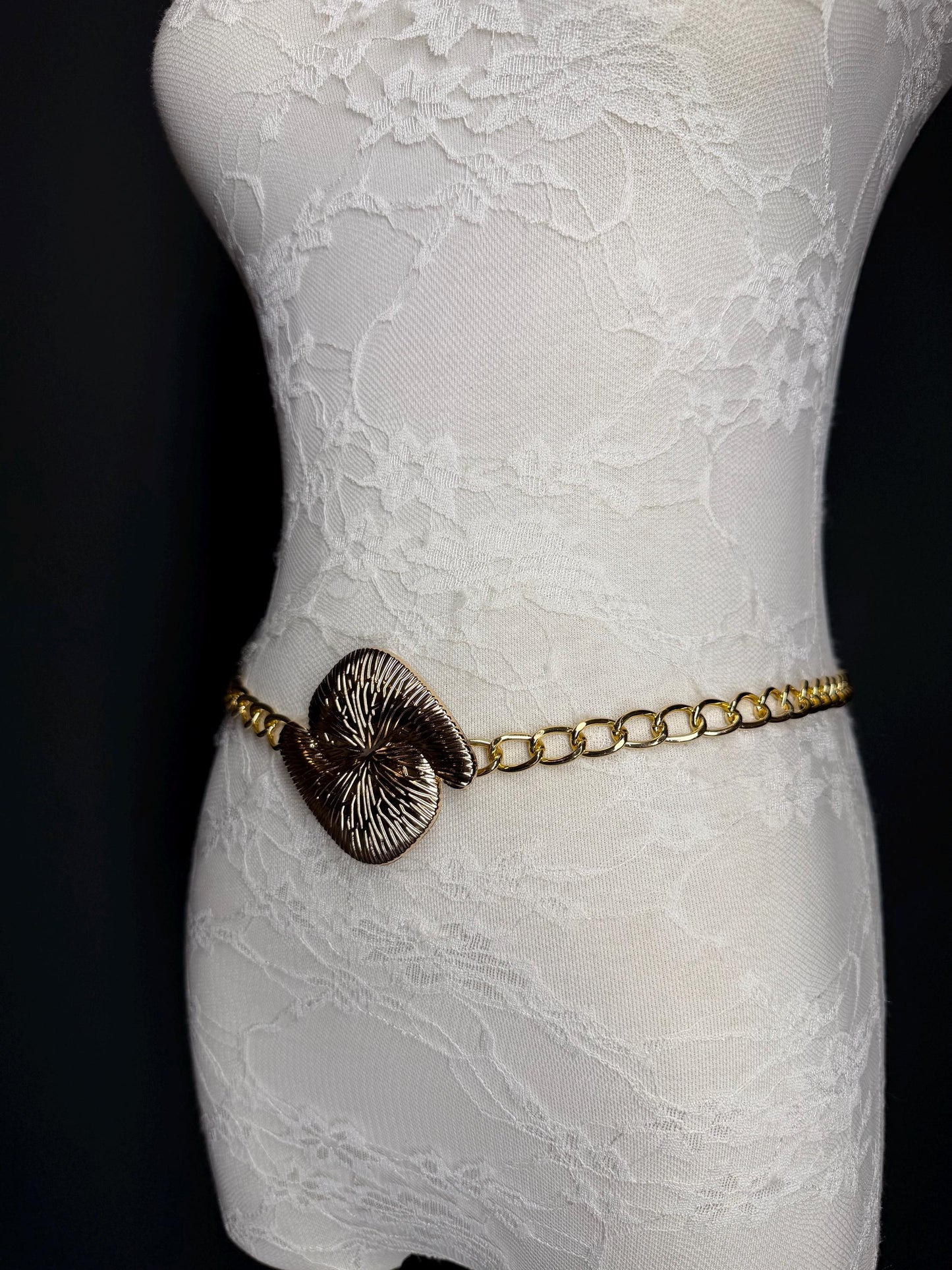 Gold Chain Belt with Statement Buckle – Handmade to Measure 18–60 Inch Waist