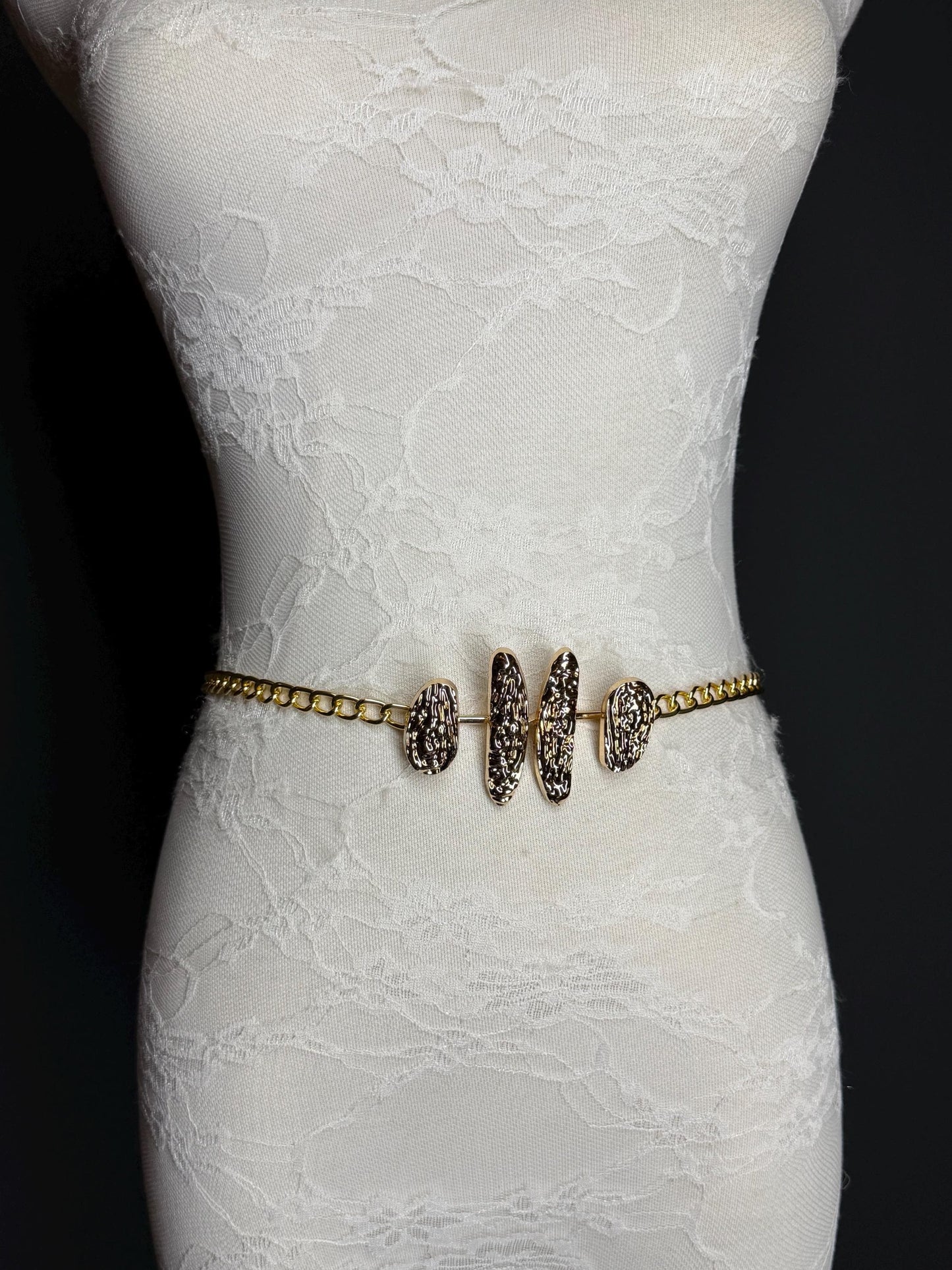 Gold Chain Belt with Statement Buckle – Handmade to Measure 18–60 Inch Waist