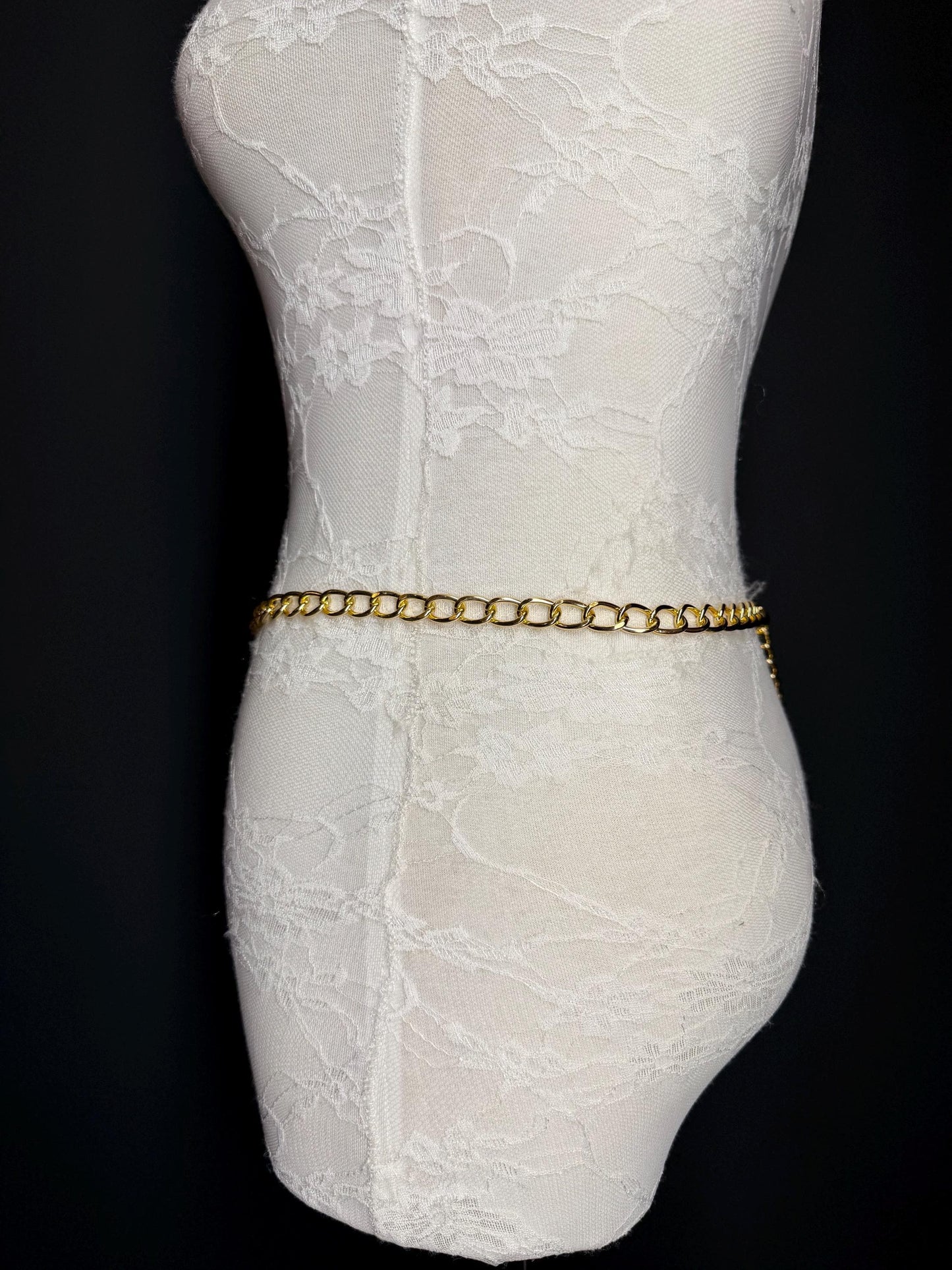 Gold Chain Belt with Statement Buckle – Handmade to Measure 18–60 Inch Waist