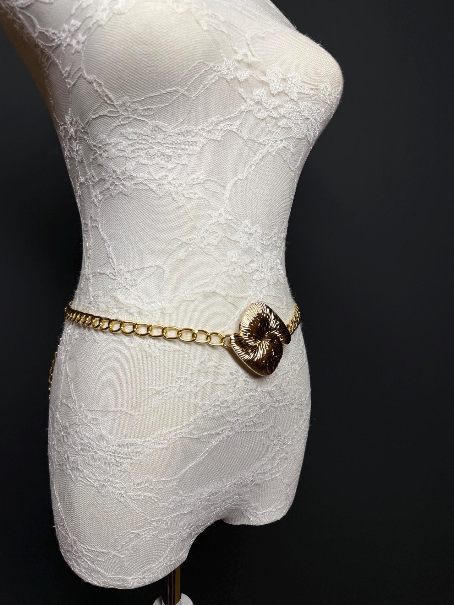 Gold Chain Belt with Statement Buckle – Handmade to Measure 18–60 Inch Waist