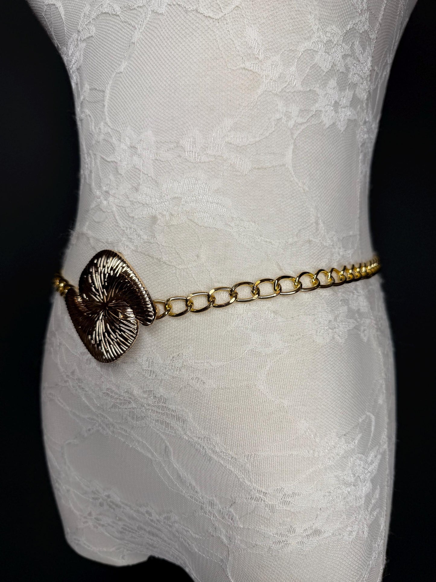 Gold Chain Belt with Statement Buckle – Handmade to Measure 18–60 Inch Waist
