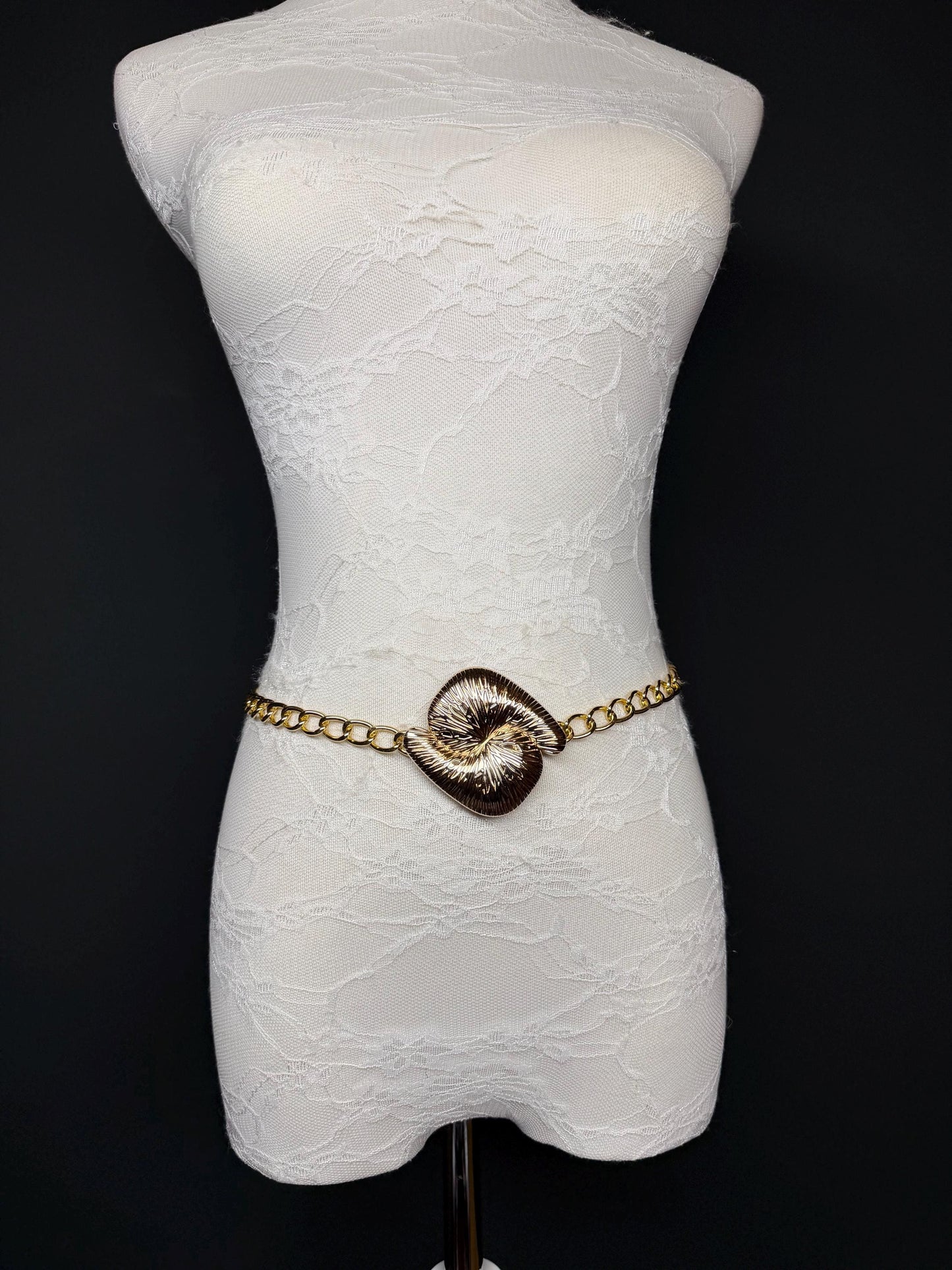 Gold Chain Belt with Statement Buckle – Handmade to Measure 18–60 Inch Waist