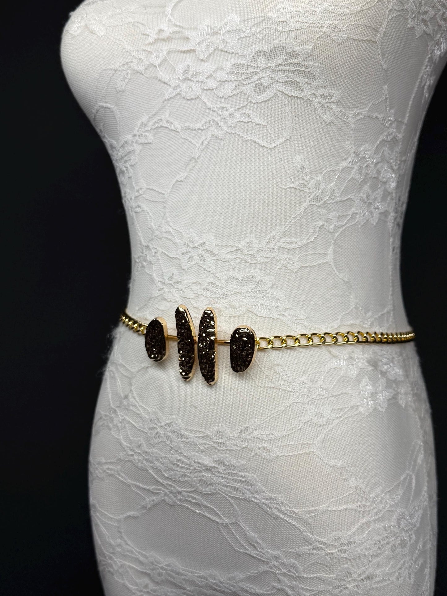 Gold Chain Belt with Statement Buckle – Handmade to Measure 18–60 Inch Waist
