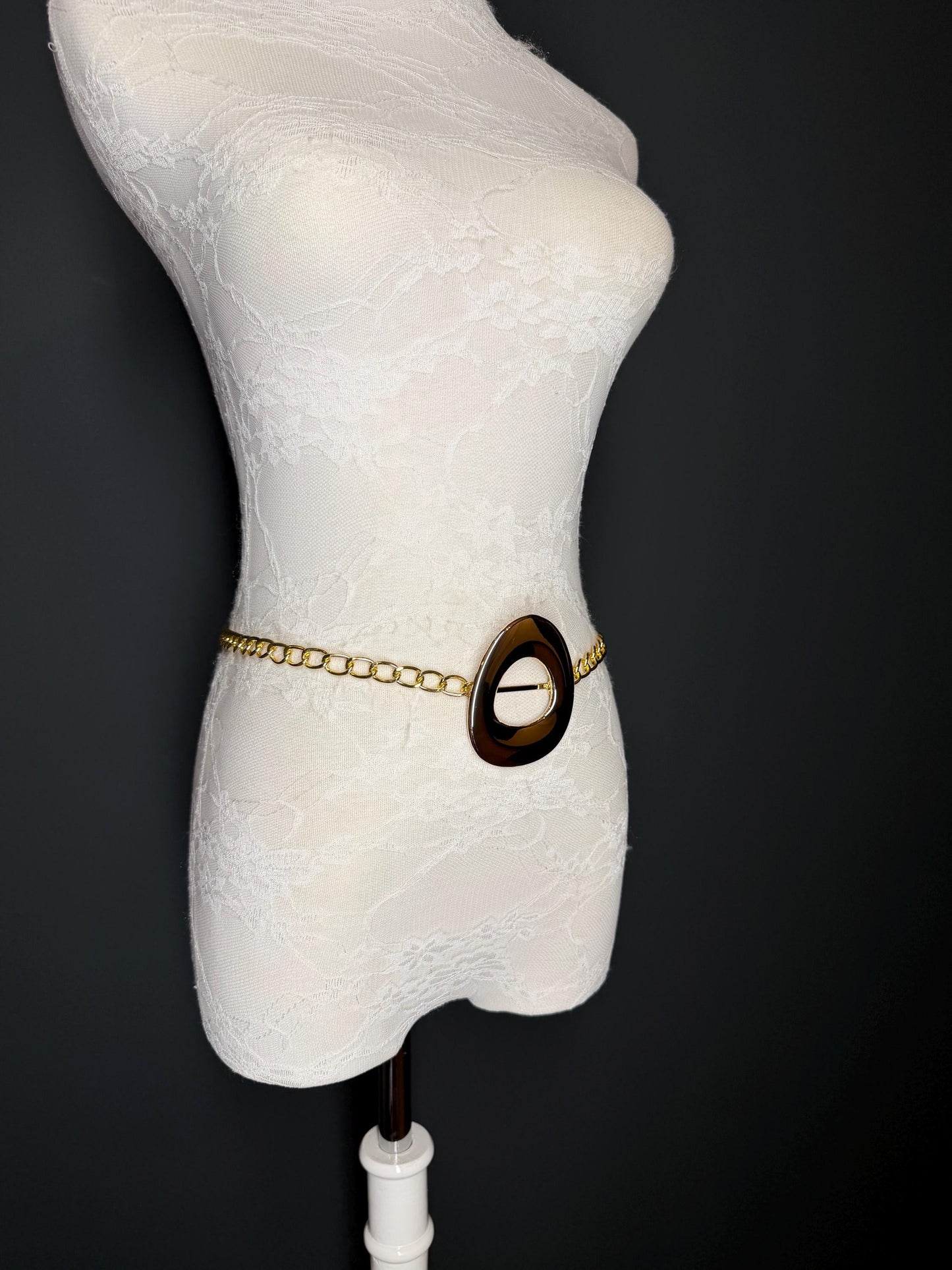 Gold Chain Belt with Statement Buckle – Handmade to Measure 18–60 Inch Waist