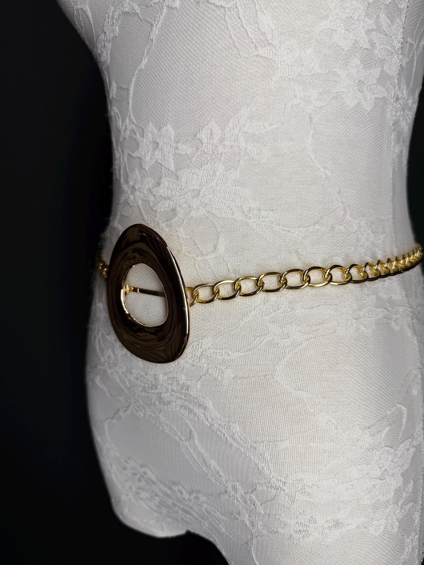 Gold Chain Belt with Statement Buckle – Handmade to Measure 18–60 Inch Waist