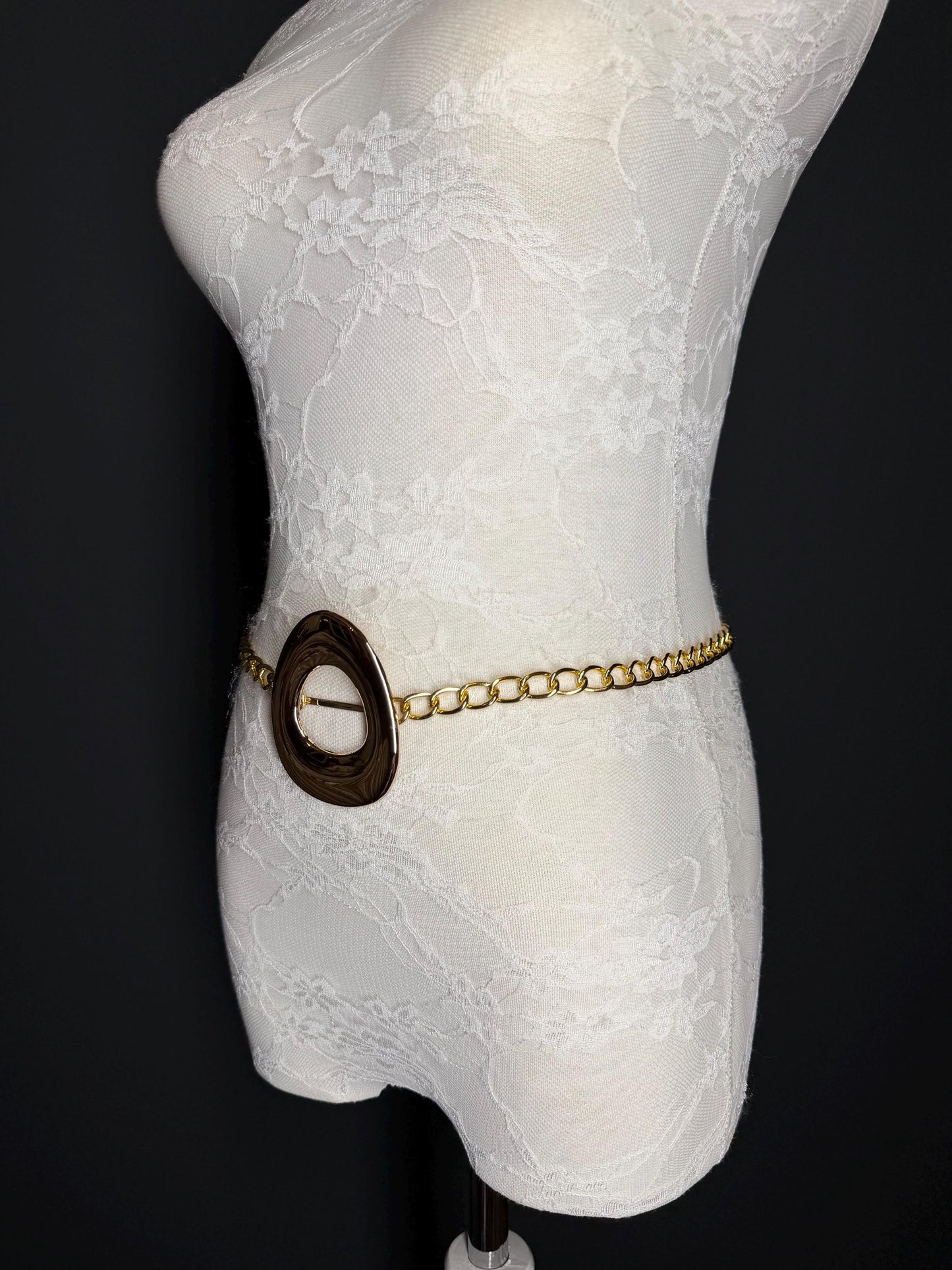 Gold Chain Belt with Statement Buckle – Handmade to Measure 18–60 Inch Waist
