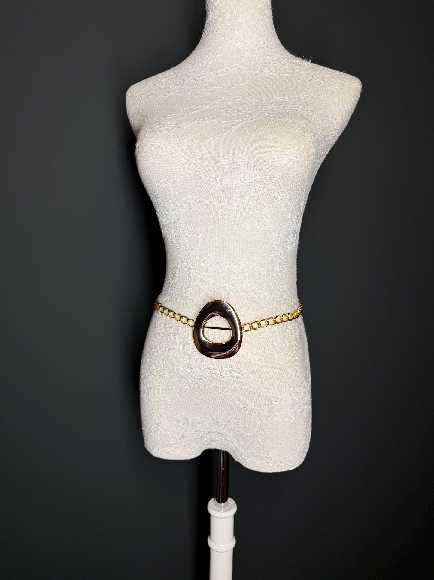 Gold Chain Belt with Statement Buckle – Handmade to Measure 18–60 Inch Waist