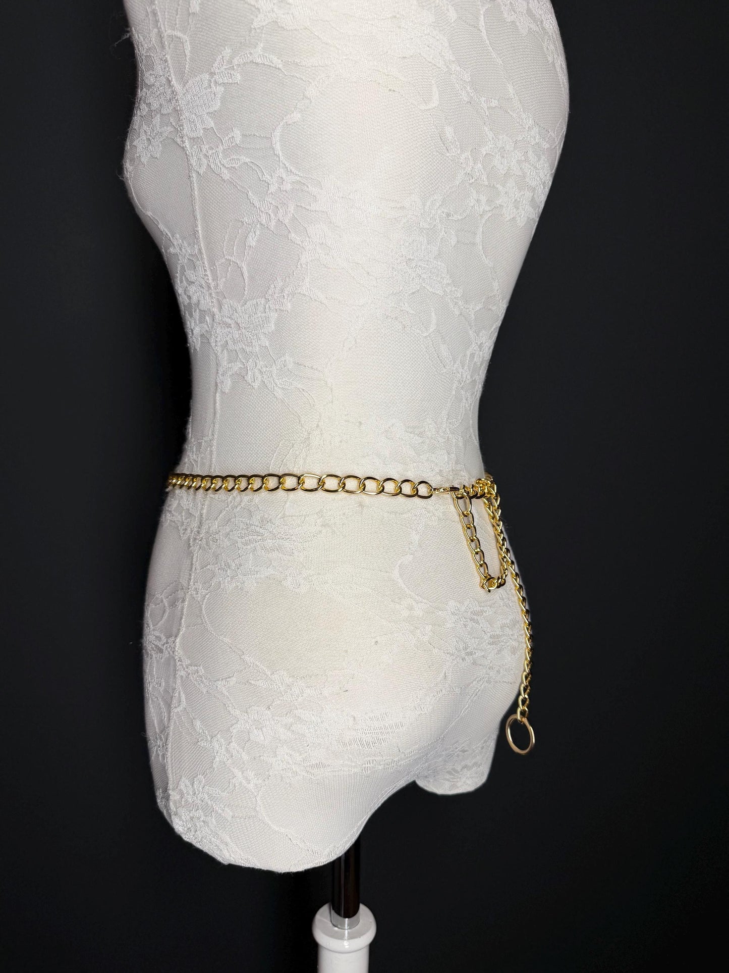 Gold Chain Belt with Statement Buckle – Handmade to Measure 18–60 Inch Waist