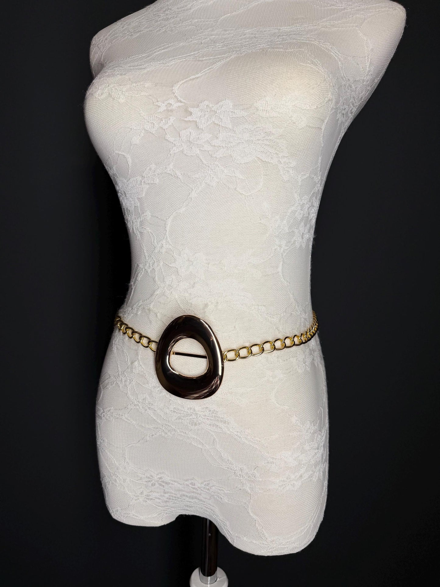 Gold Chain Belt with Statement Buckle – Handmade to Measure 18–60 Inch Waist
