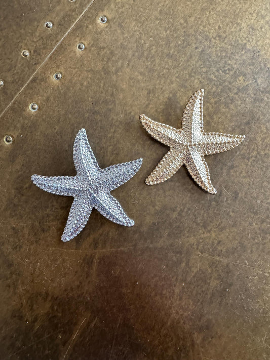 Starfish Design Metal Brooch, Brooch, Solid Metal, Accessory, 2 1/4”, Resort, Gift, FAN Design, Brooches, Holiday, Beach, Gift, Gold, Silver