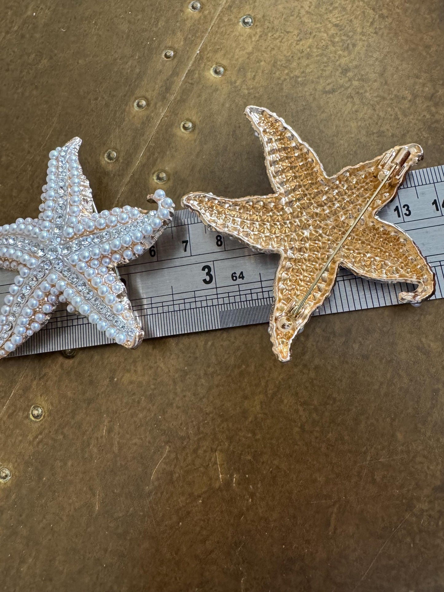 Starfish Design Metal Brooch, Brooch, Solid Metal, Accessory, 2 1/4”, Resort, Gift, FAN Design, Brooches, Holiday, Beach, Gift, Gold, Silver