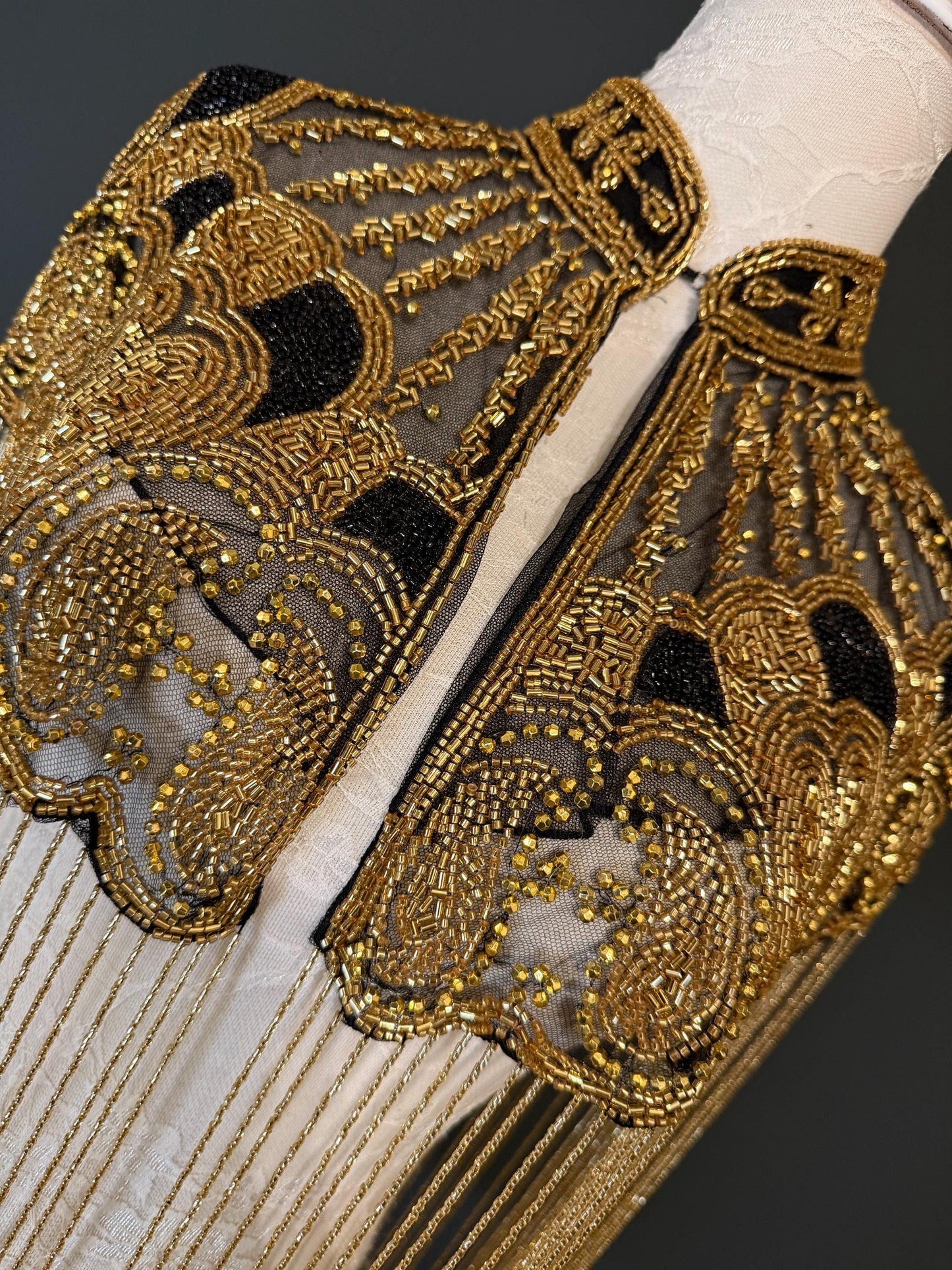 Beaded Fringe Cape Shawl – Handmade Gold or Silver Embellished Evening Wrap