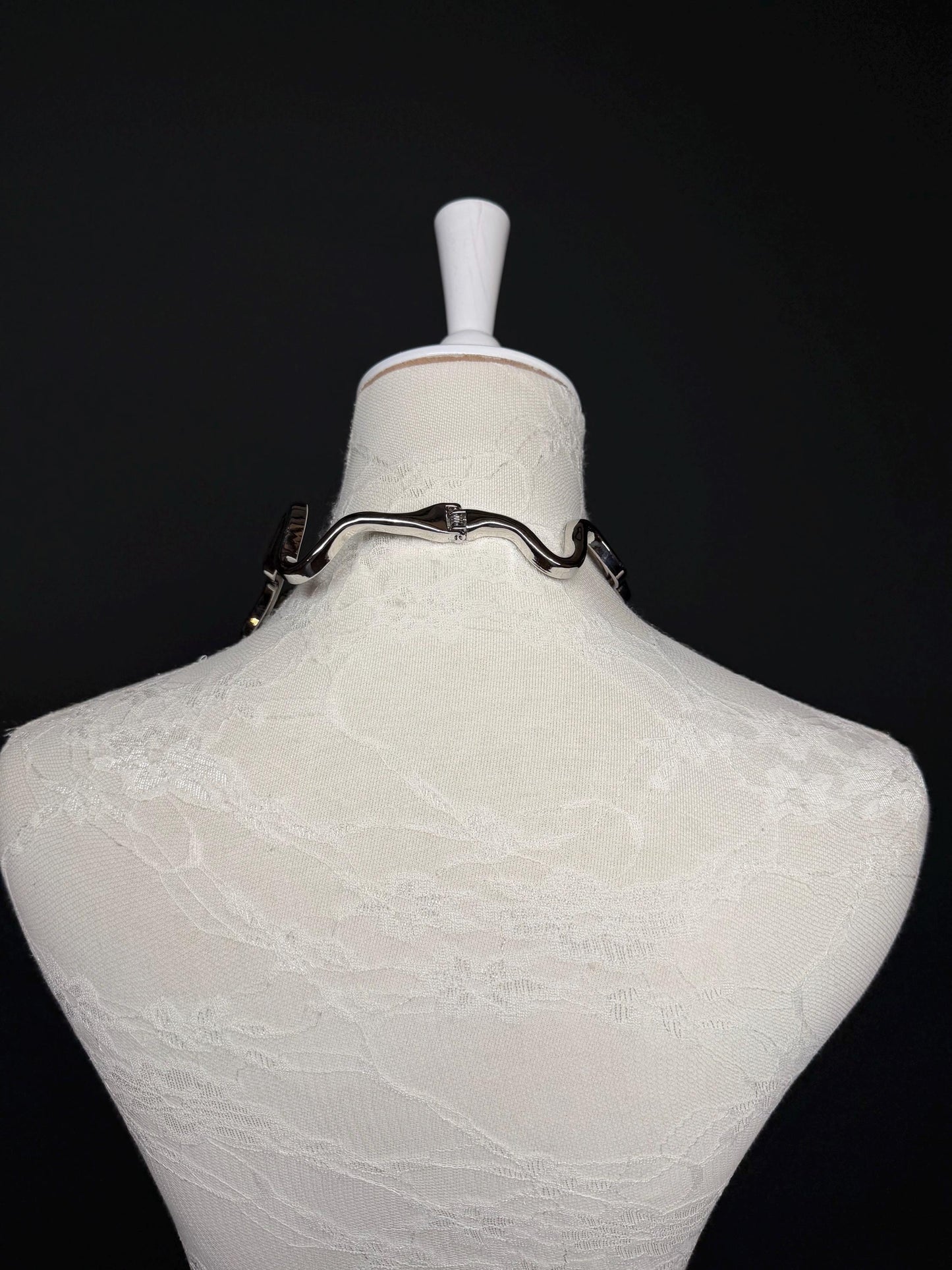 Handmade Solid Metal Snake Choker Necklace, FAN Design