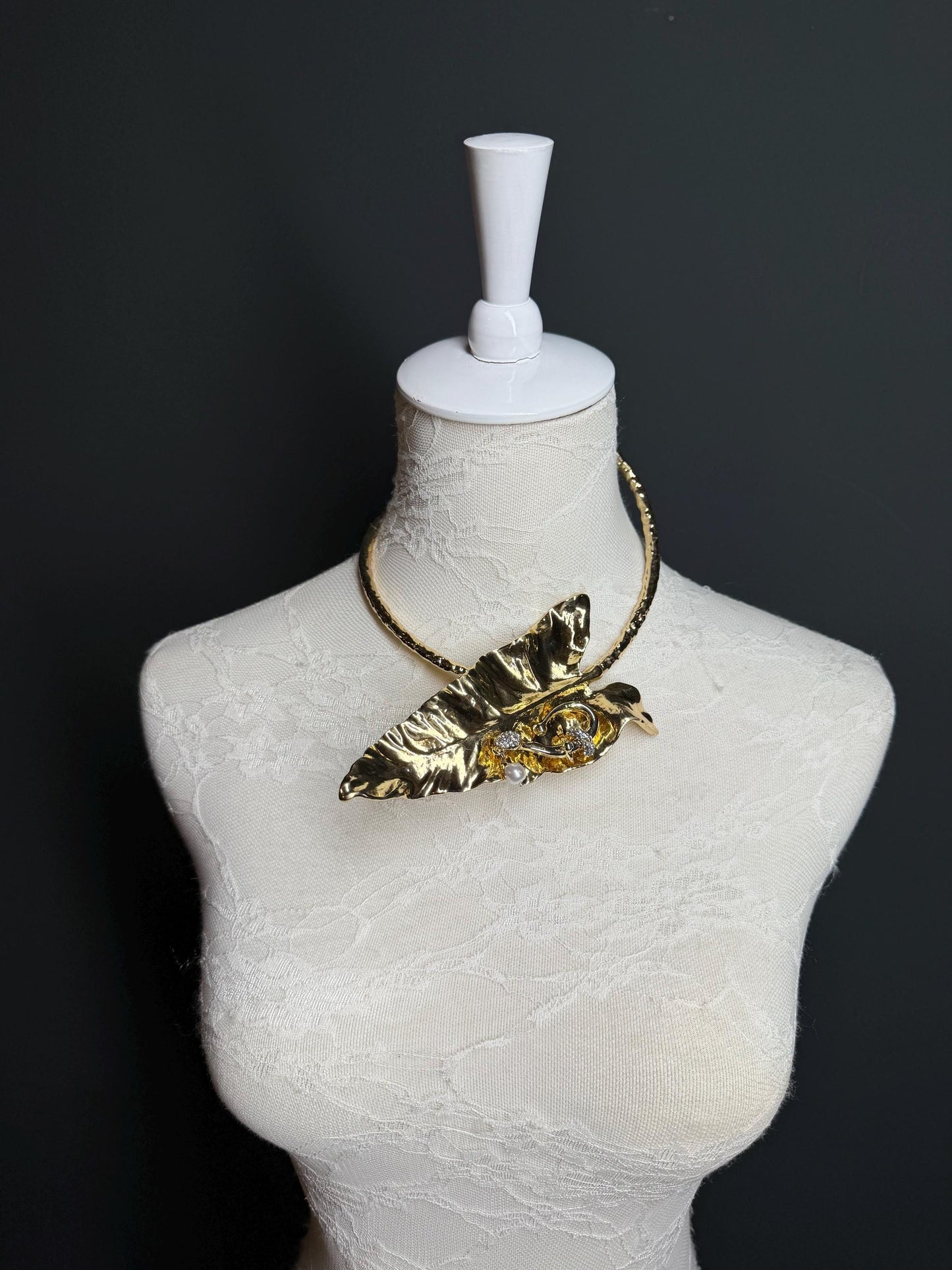 Handmade Metal Leaf Choker, Bridal Wedding Jewelry