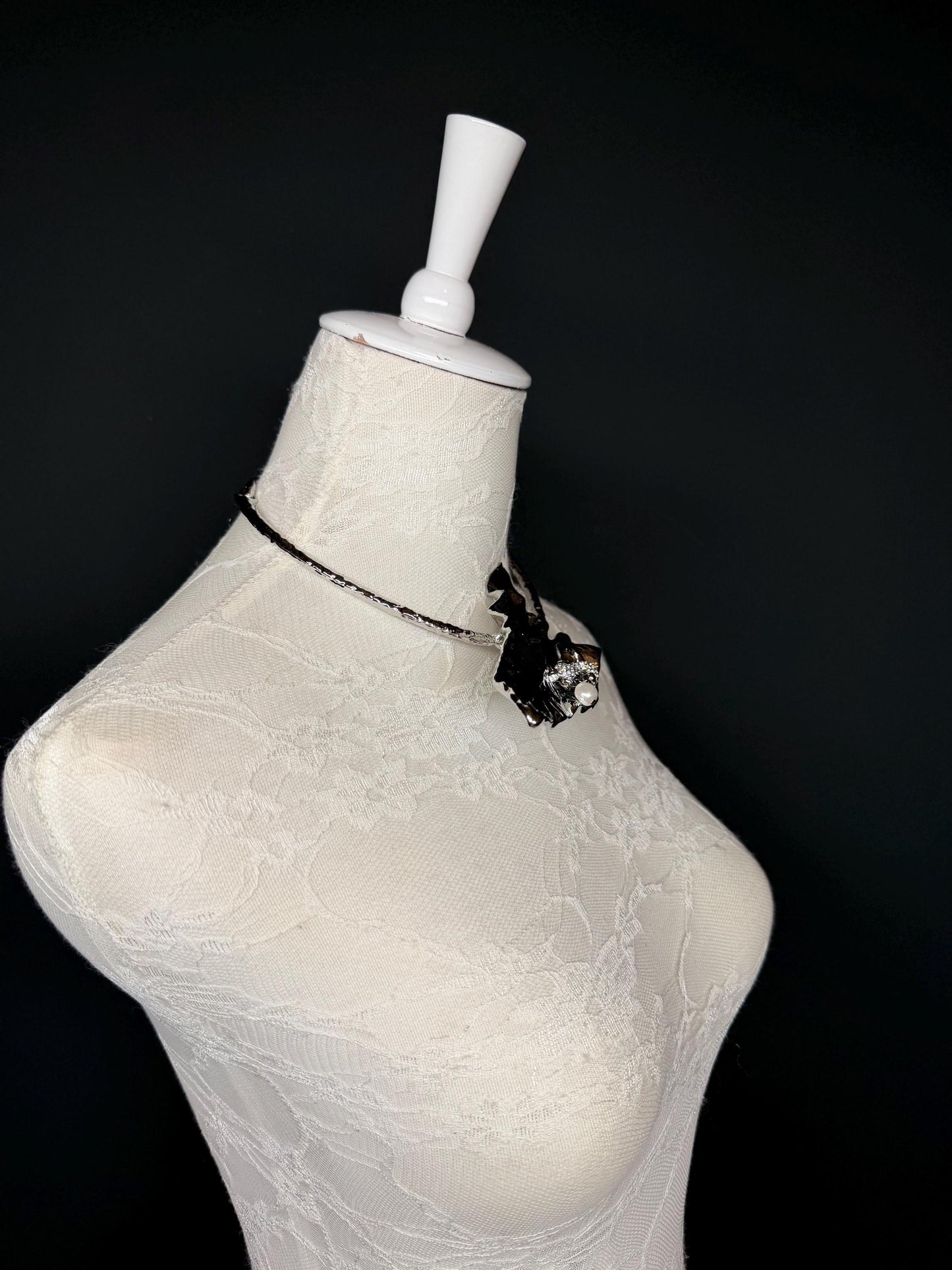 Handmade Metal Leaf Choker, Bridal Wedding Jewelry