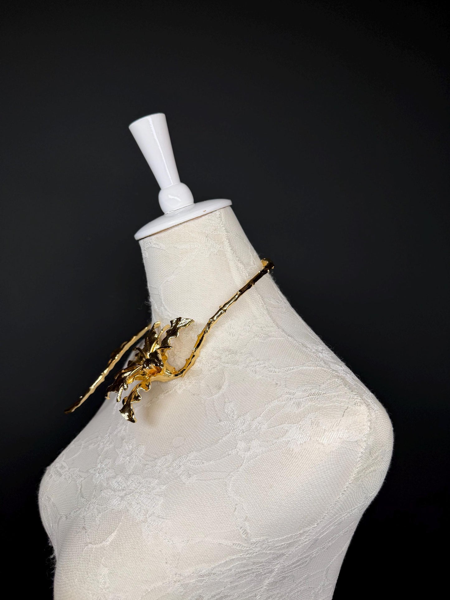 Handmade 3D Leaf Choker Necklace, Bridal Jewelry