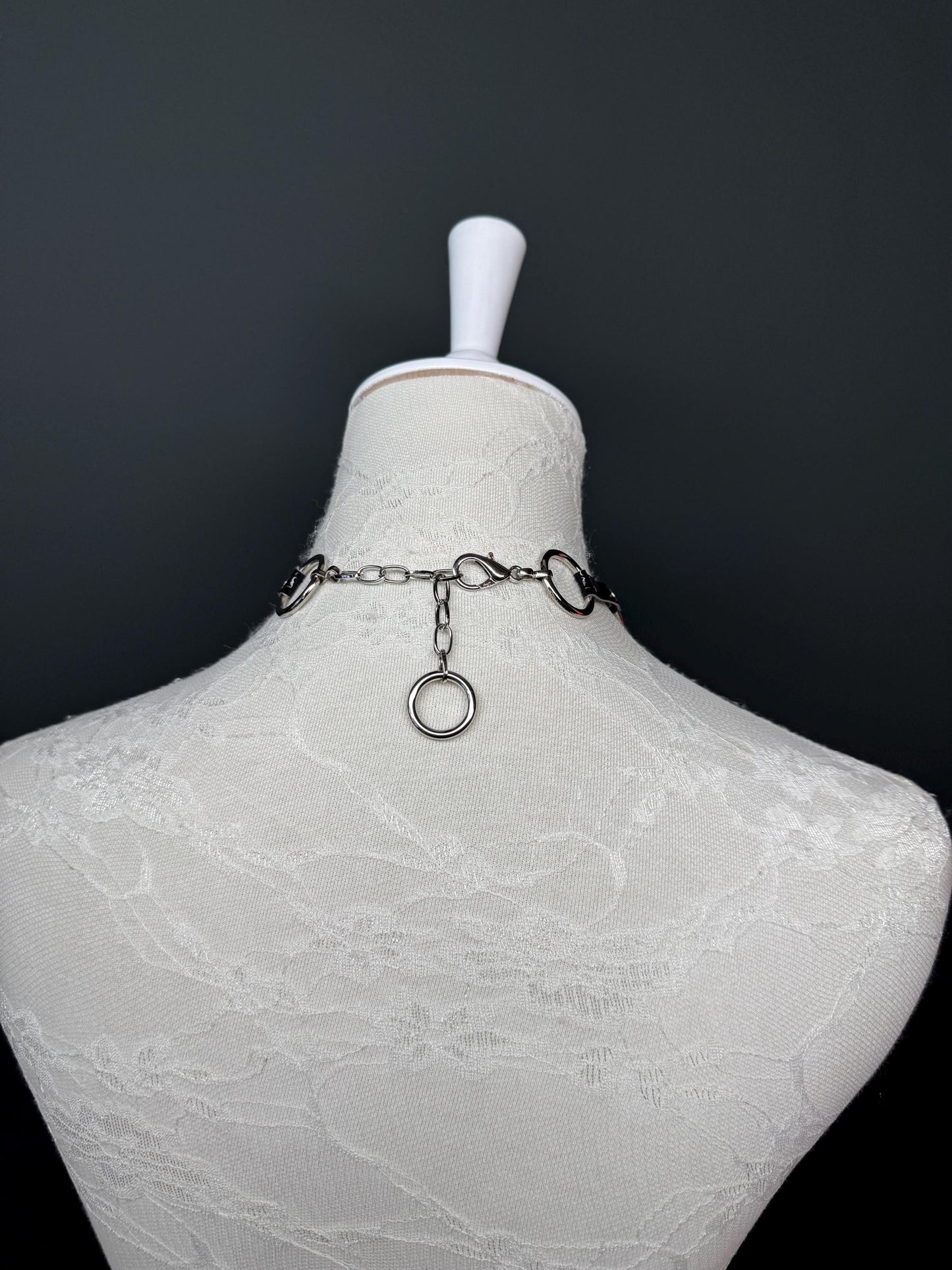 Metal Ring Faux Leather Vegan Black Choker, Choker Necklace, Black, Ring choker, Handmade, Festival, Gift, Fashion