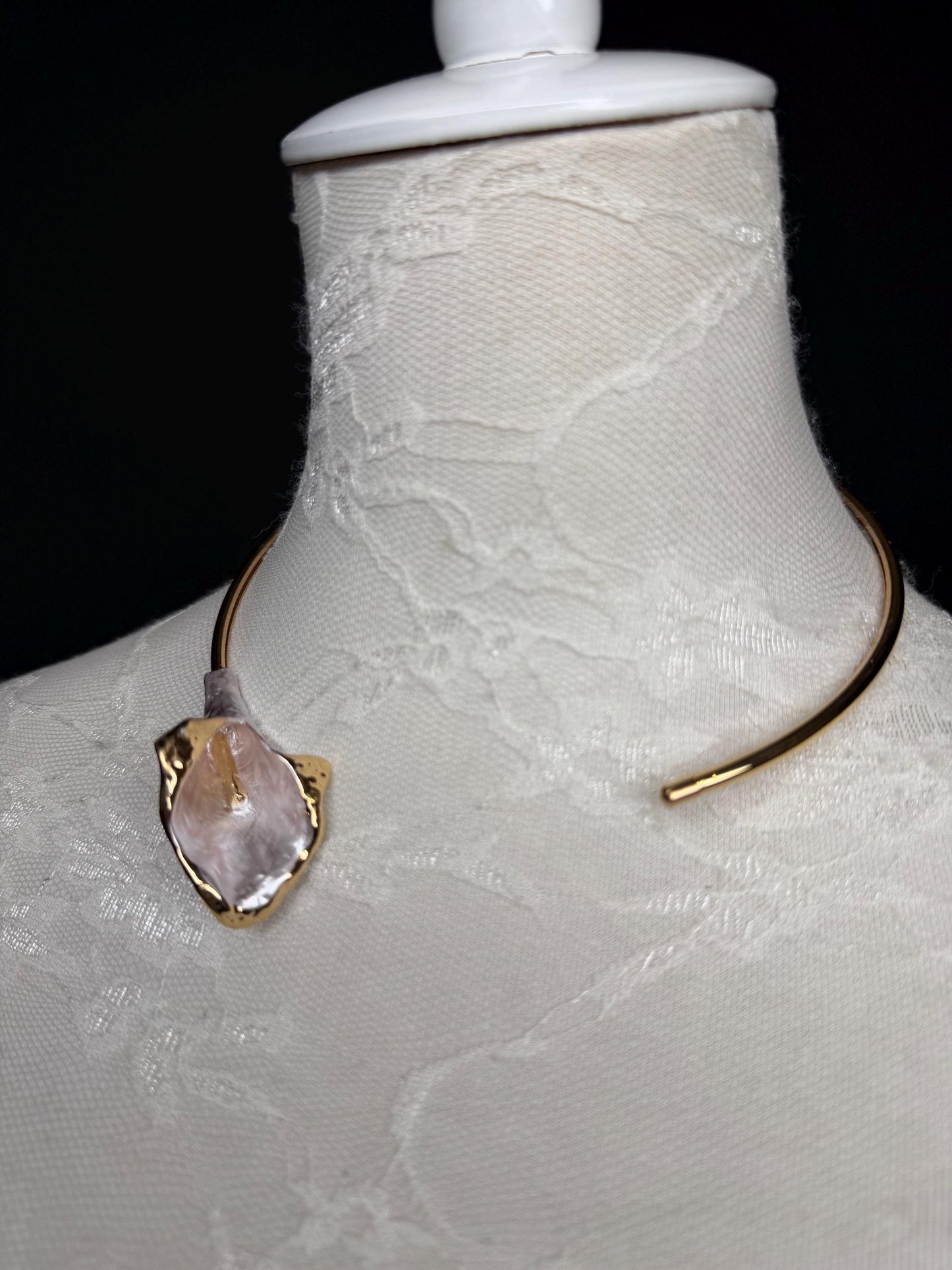 Handmade Leaf Petal Metal Choker Necklace, Bridal Design
