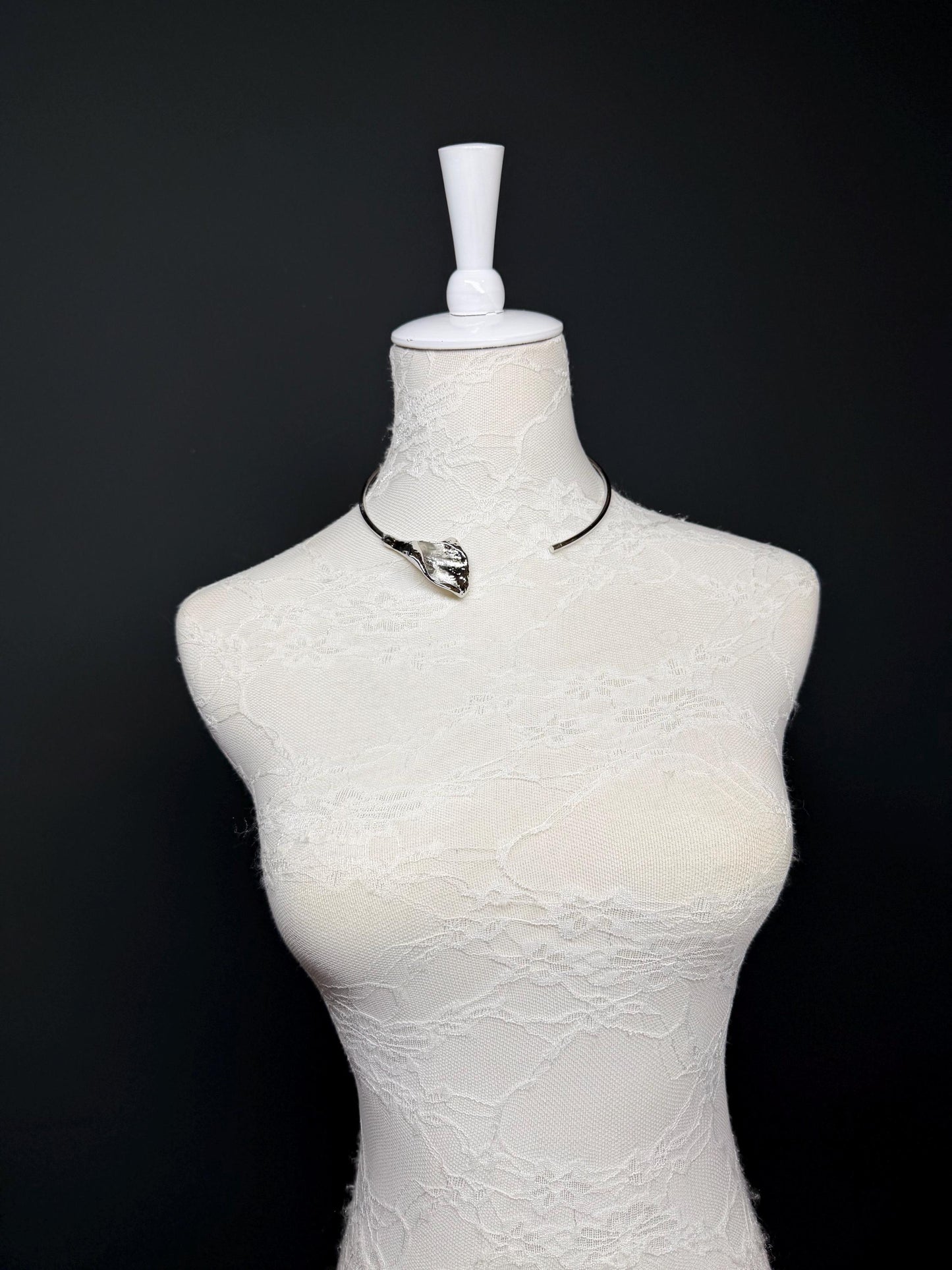 Handmade Leaf Petal Metal Choker Necklace, Bridal Design