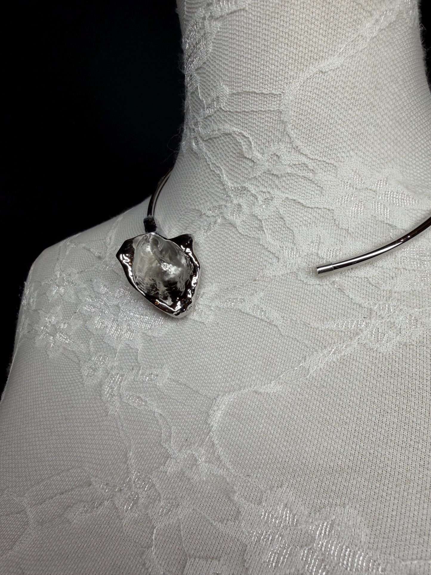 Handmade Leaf Petal Metal Choker Necklace, Bridal Design