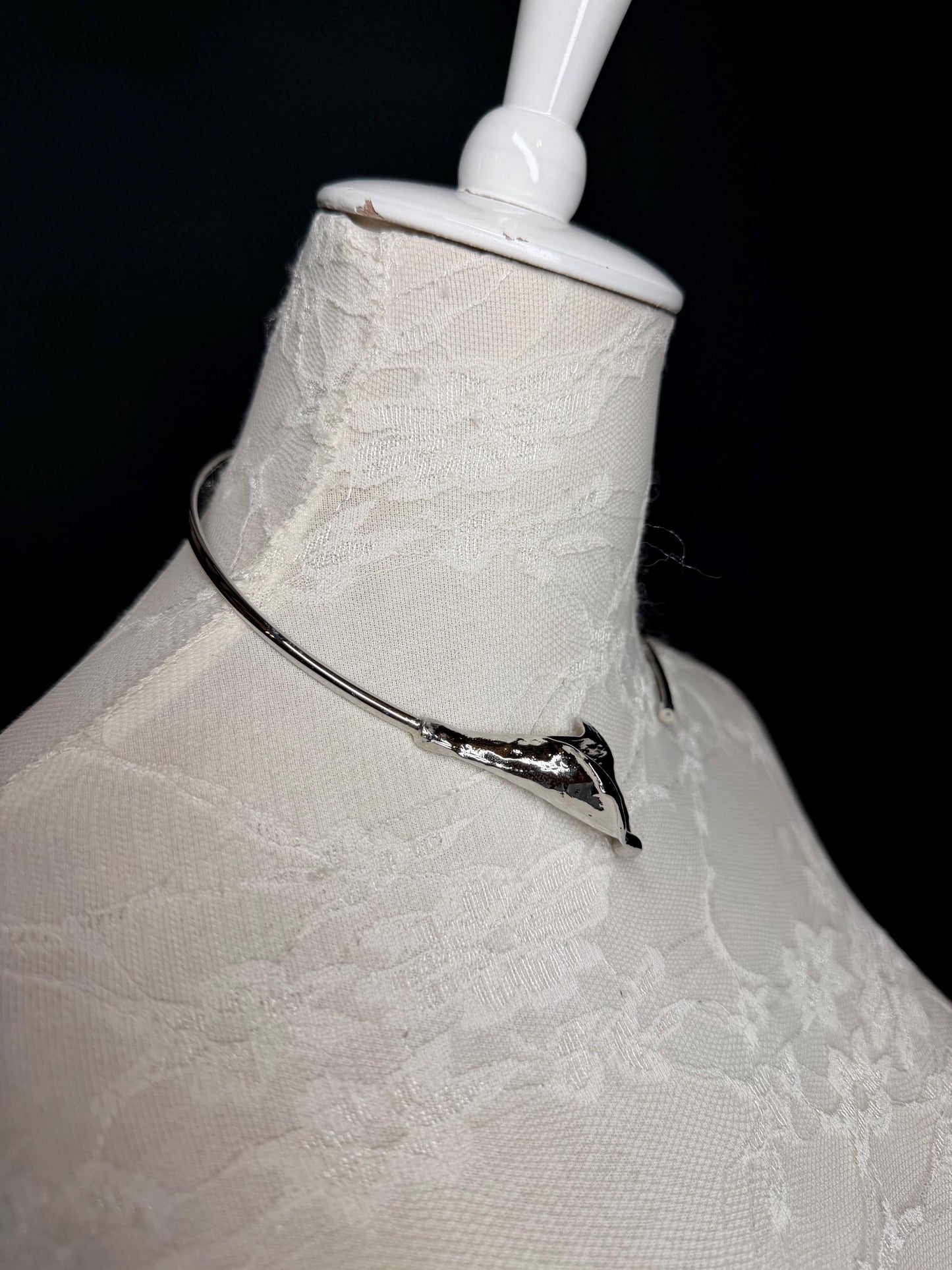 Handmade Leaf Petal Metal Choker Necklace, Bridal Design