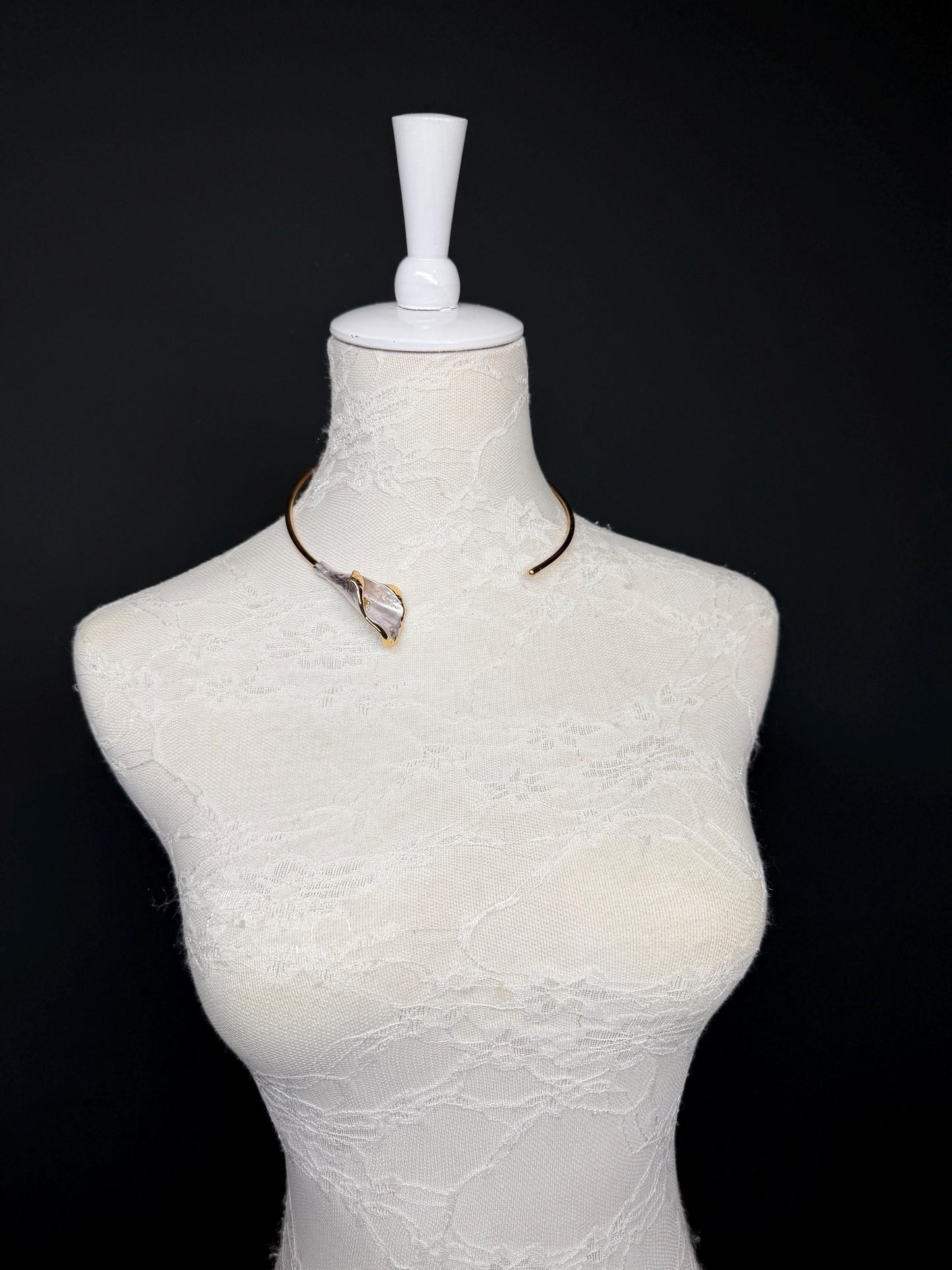 Handmade Leaf Petal Metal Choker Necklace, Bridal Design