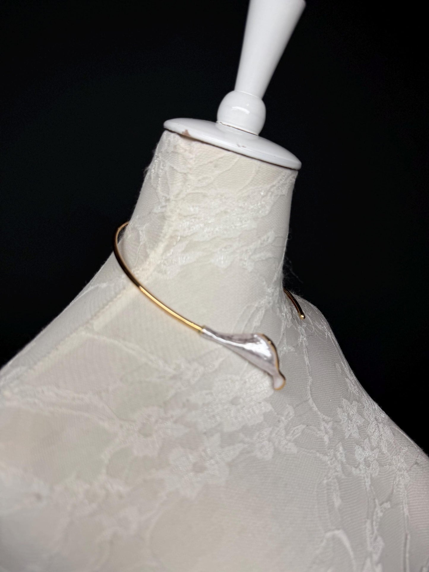 Handmade Leaf Petal Metal Choker Necklace, Bridal Design