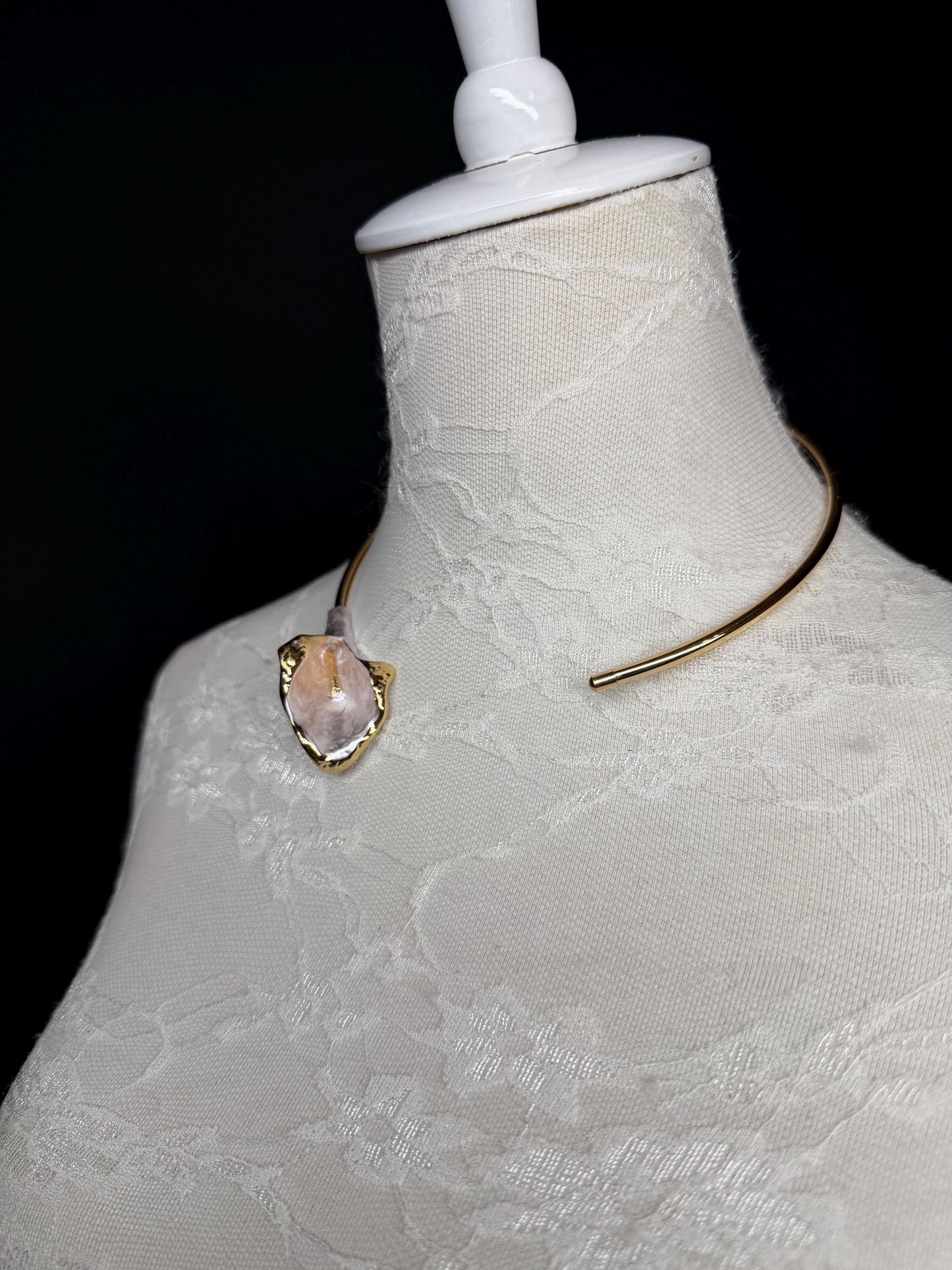 Handmade Leaf Petal Metal Choker Necklace, Bridal Design