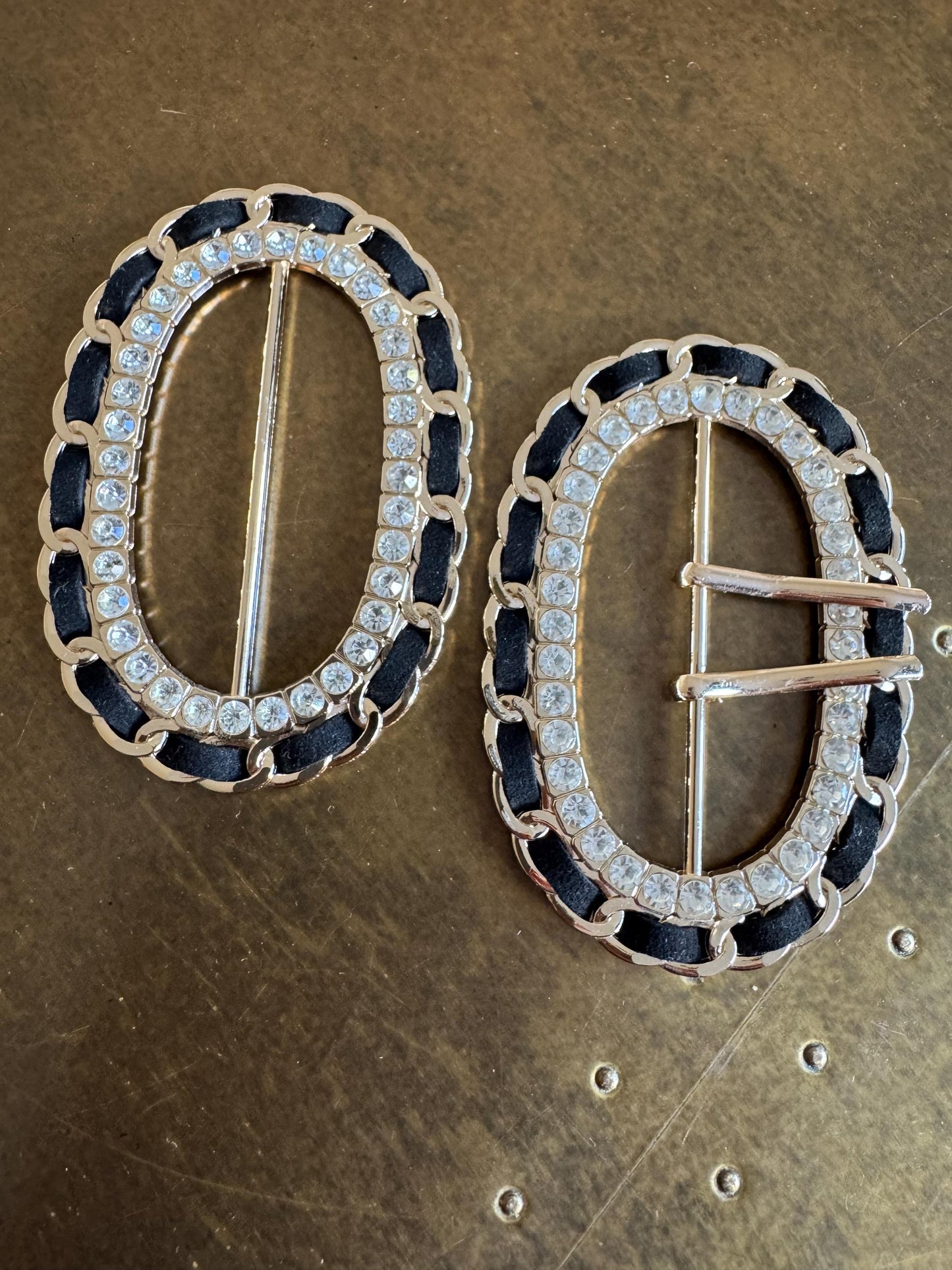 Diamanté Rhinestone Buckle, Gold Colour Solid Metal Buckle, Rhinestones, Vegan, 9.5cm x 6.5cm, Couture, Swimwear, Clothing, Dresses