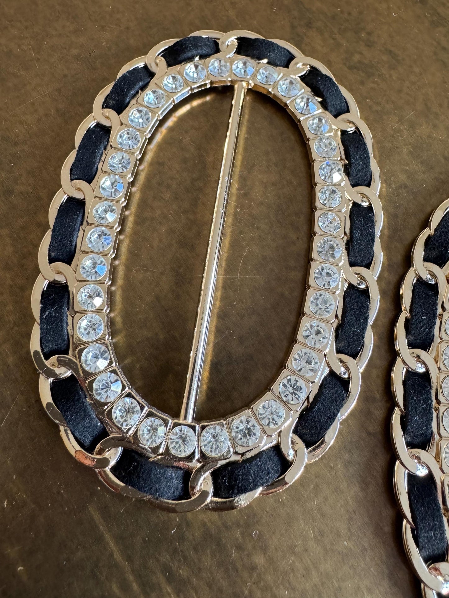 Diamanté Rhinestone Buckle, Gold Colour Solid Metal Buckle, Rhinestones, Vegan, 9.5cm x 6.5cm, Couture, Swimwear, Clothing, Dresses