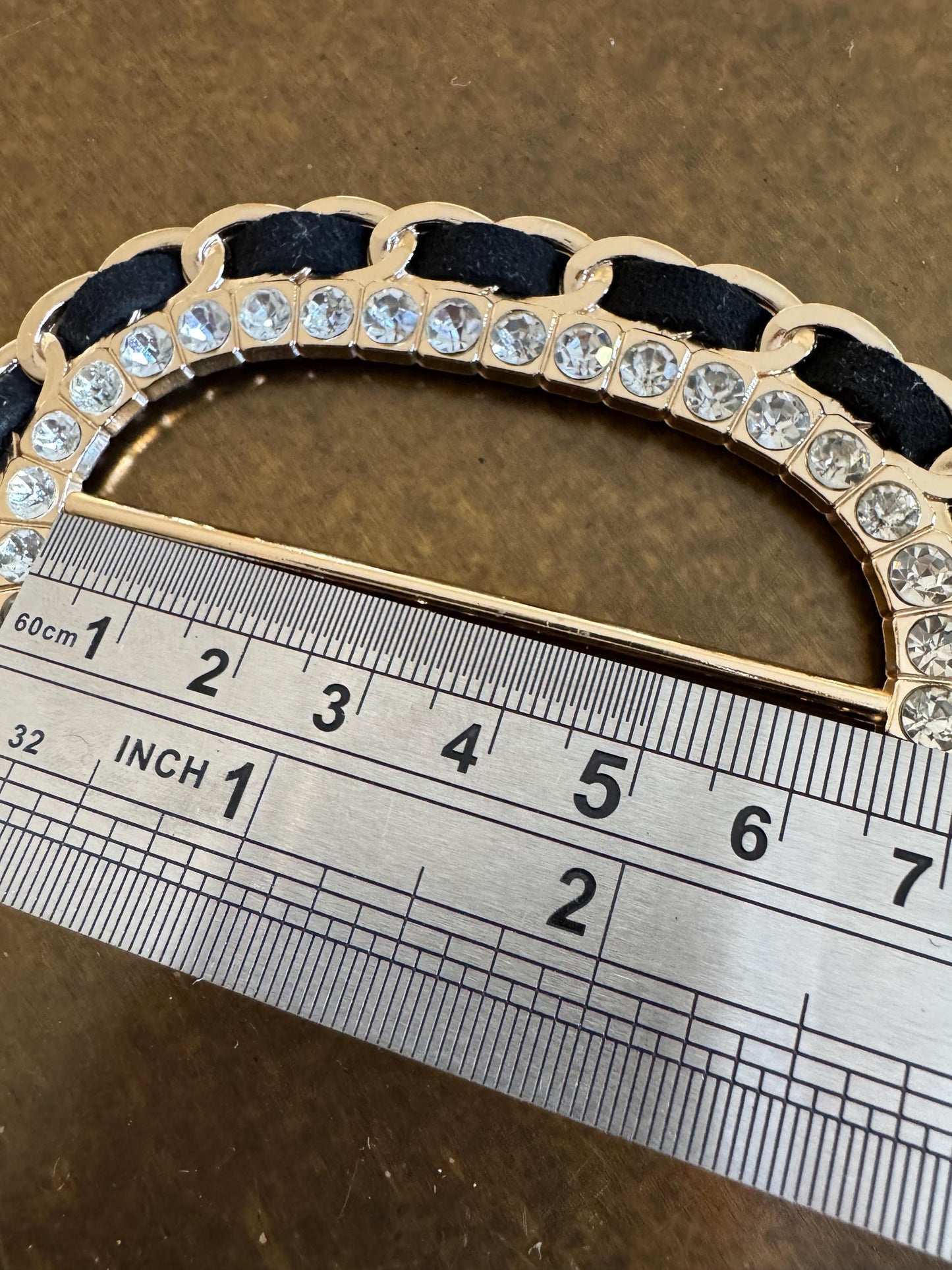 Diamanté Rhinestone Buckle, Gold Colour Solid Metal Buckle, Rhinestones, Vegan, 9.5cm x 6.5cm, Couture, Swimwear, Clothing, Dresses