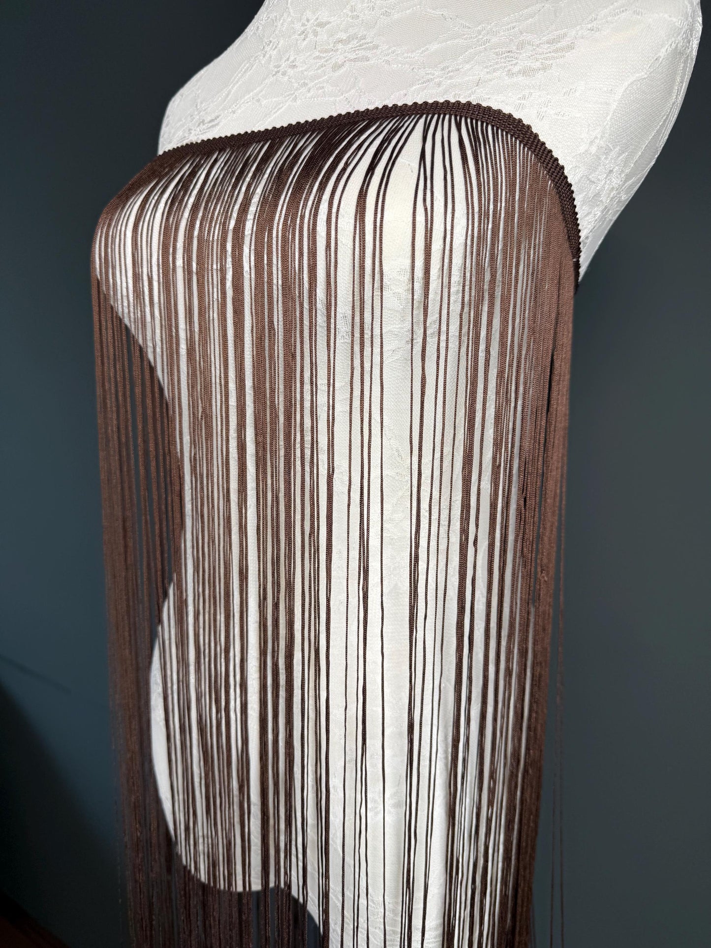 40” Wide Fringe Trim, 100cm Wide Fringe Trimming, High Quality, Dense High Quality Fringe, Dark Brown, 27 Colours
