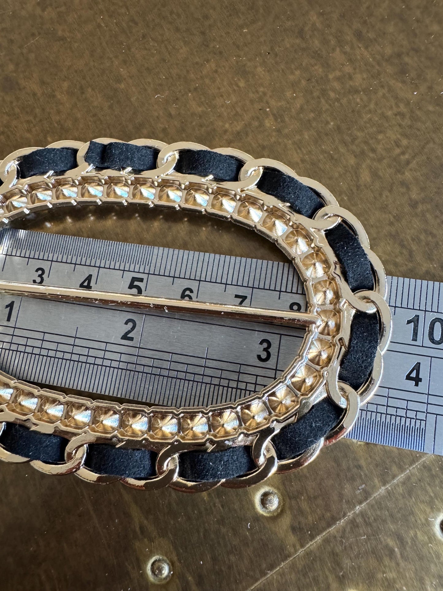 Diamanté Rhinestone Buckle, Gold Colour Solid Metal Buckle, Rhinestones, Vegan, 9.5cm x 6.5cm, Couture, Swimwear, Clothing, Dresses