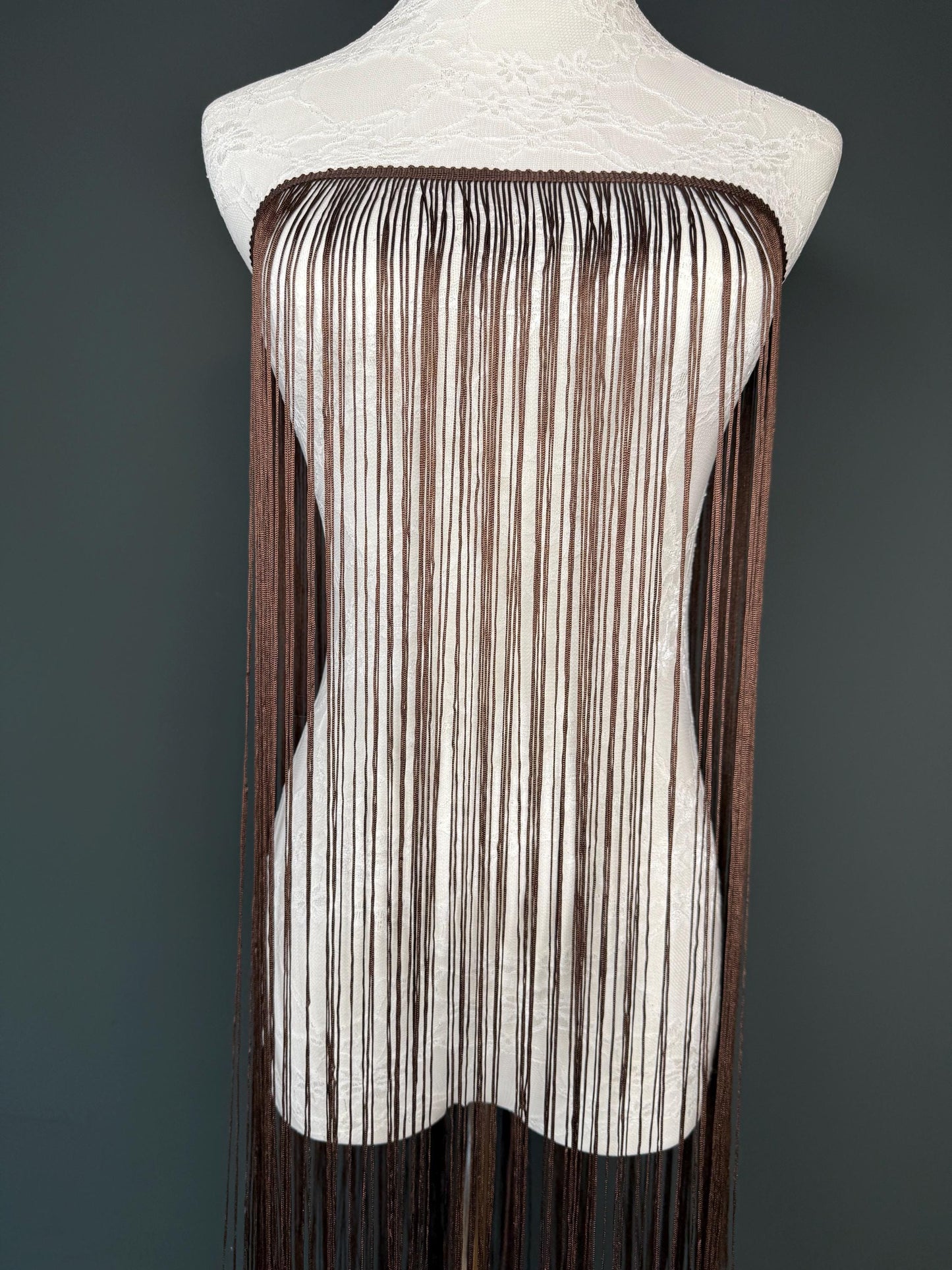 40” Wide Fringe Trim, 100cm Wide Fringe Trimming, High Quality, Dense High Quality Fringe, Dark Brown, 27 Colours