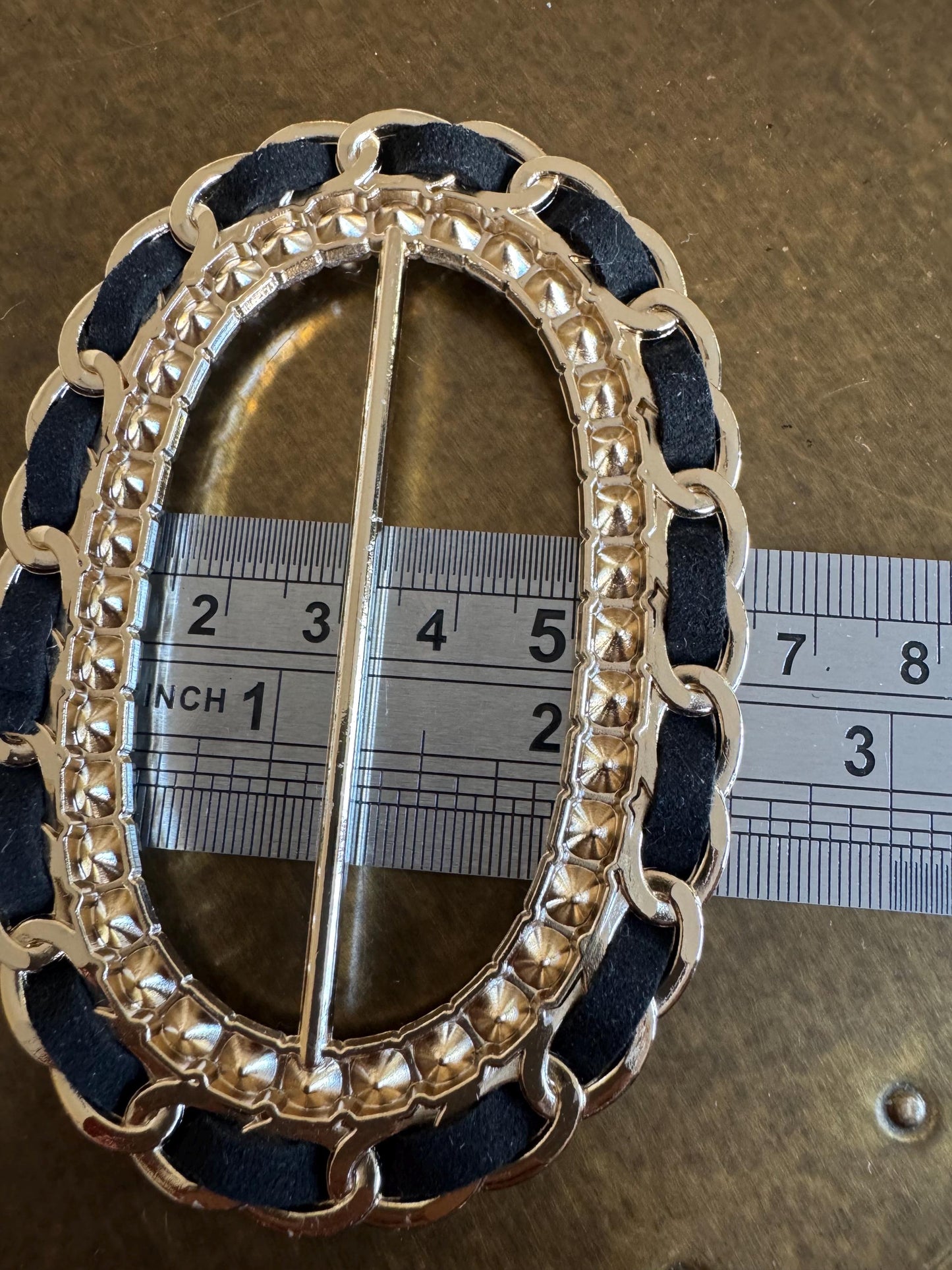 Diamanté Rhinestone Buckle, Gold Colour Solid Metal Buckle, Rhinestones, Vegan, 9.5cm x 6.5cm, Couture, Swimwear, Clothing, Dresses