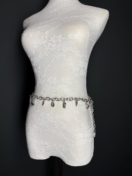 X-long Belt, Starfish, Beads, High Quality Belt, Chain Belt, Fashion Belt, Silver, Gold, Sizes 18”-60”, FAN Design, Gift, Beach, Resort
