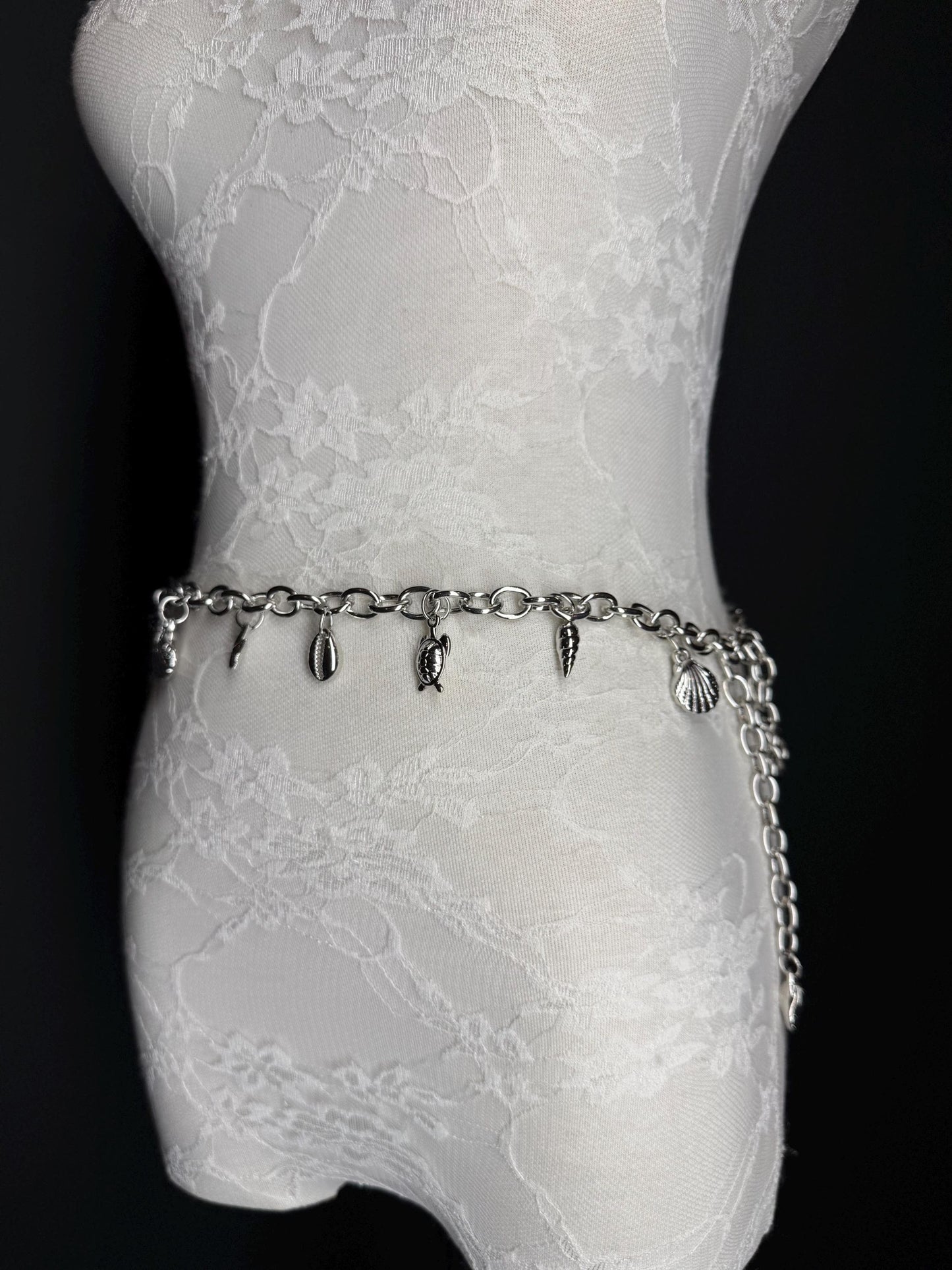 X-long Belt, Starfish, Beads, High Quality Belt, Chain Belt, Fashion Belt, Silver, Gold, Sizes 18”-60”, FAN Design, Gift, Beach, Resort