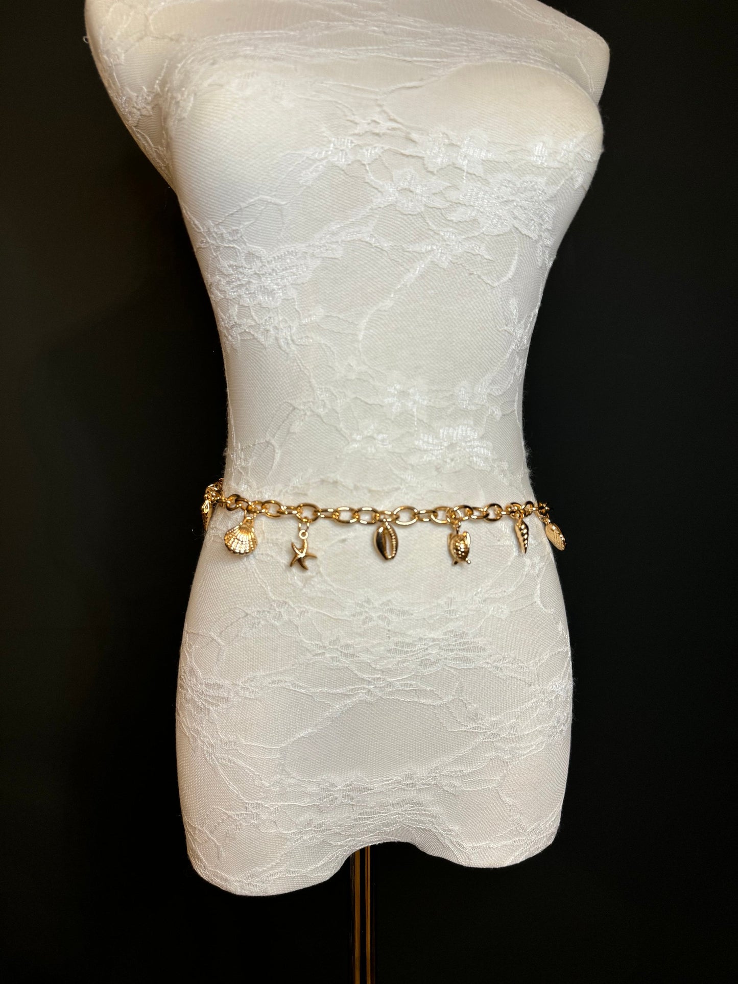 X-long Belt, Starfish, Beads, High Quality Belt, Chain Belt, Fashion Belt, Silver, Gold, Sizes 18”-60”, FAN Design, Gift, Beach, Resort